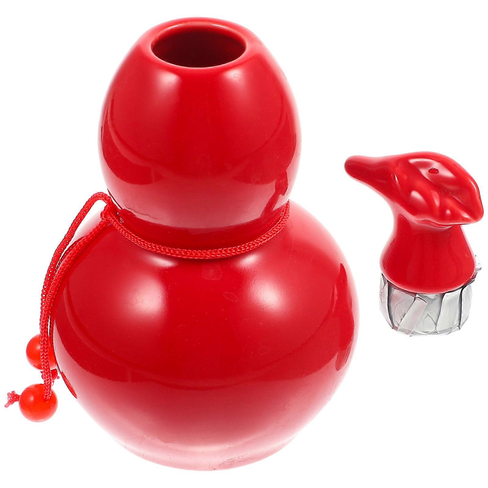 Mini Ceramic Canister Ceramic Container With Lid Powder Container Red 7X7X12CM 1Set