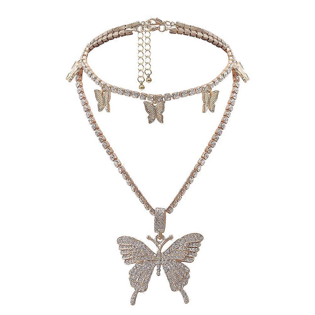 Durable Golden Alloy Clavicle Pendant Necklace for Home with Rhinestone Charm, Perfect for Displaying Memorable Photos