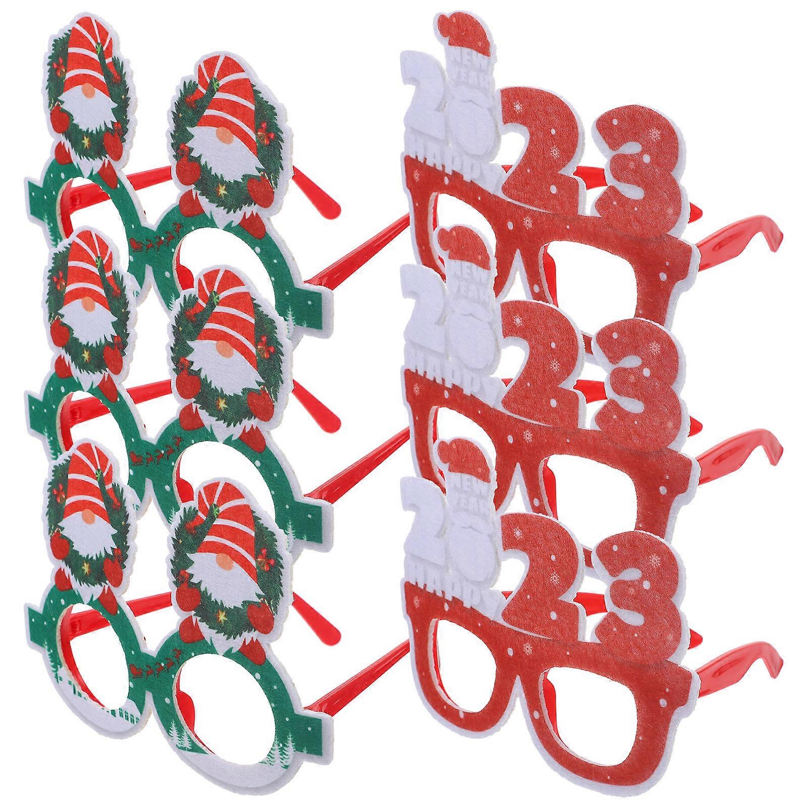 Festive Glasses Frame Party Decoration Assorted Color Round Shape For Christmas Party 6Pcs