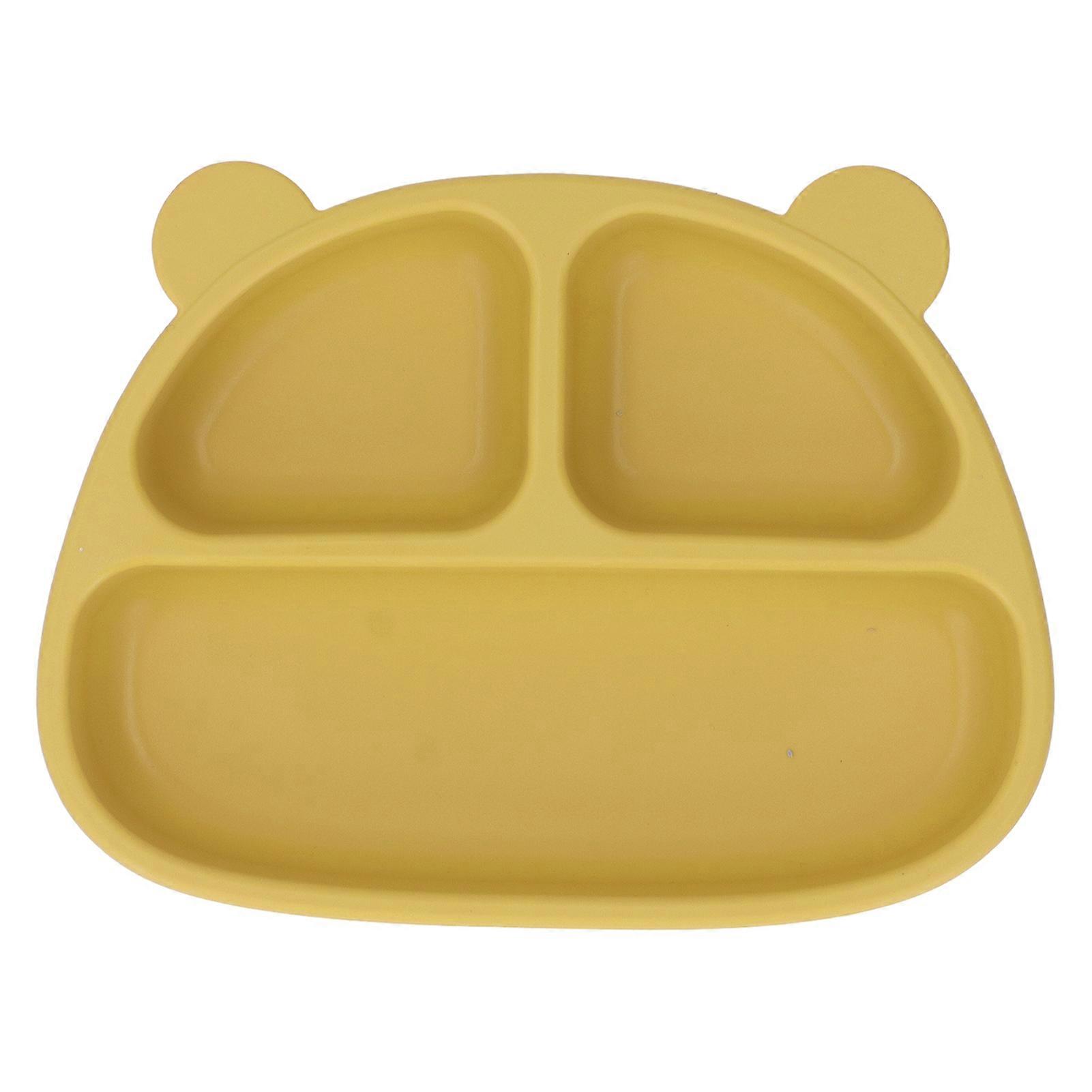 Toddler Soft Silicone Plate Home Dining Room Cute Cartoon Bear Shaped Baby Suction Plate for Snacks Fruit Ginger Single Plate