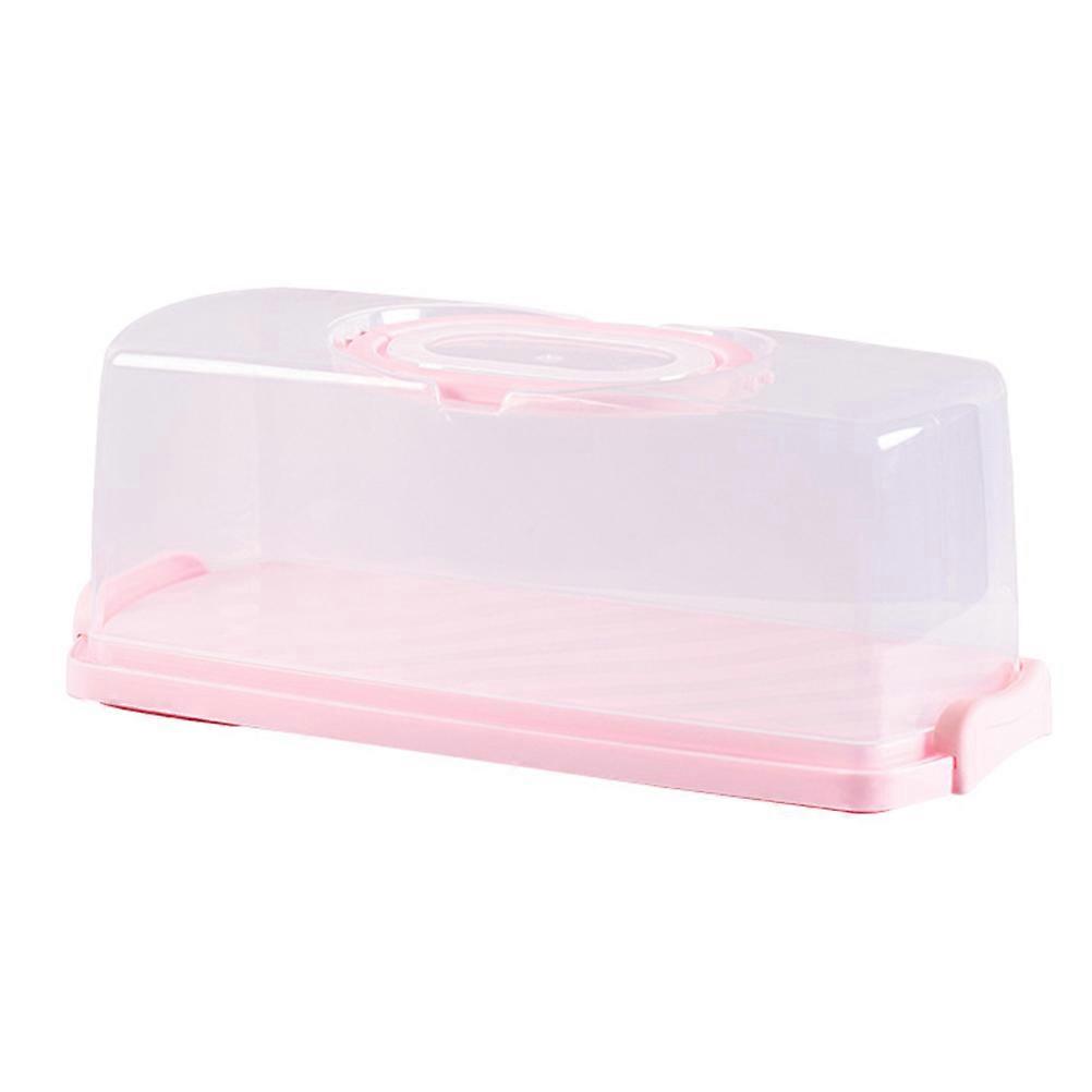 Plastic Rectangular Bread Box Pink Simple Design Made For Baking 35x15cm Food Storage 1Set