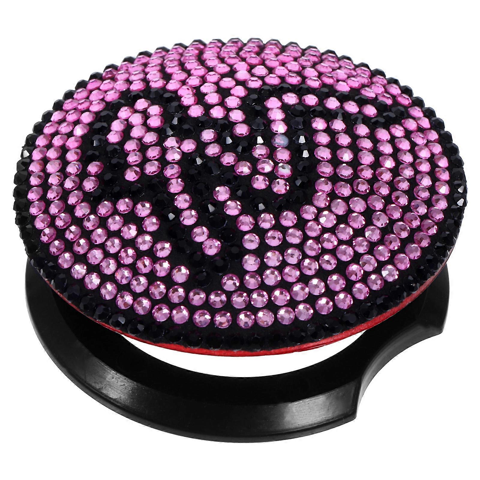 Rhinestone Push to Start Button Cover for Car Use Pink ABS Material Enhances Interior Aesthetic 0.5 Inch Diameter