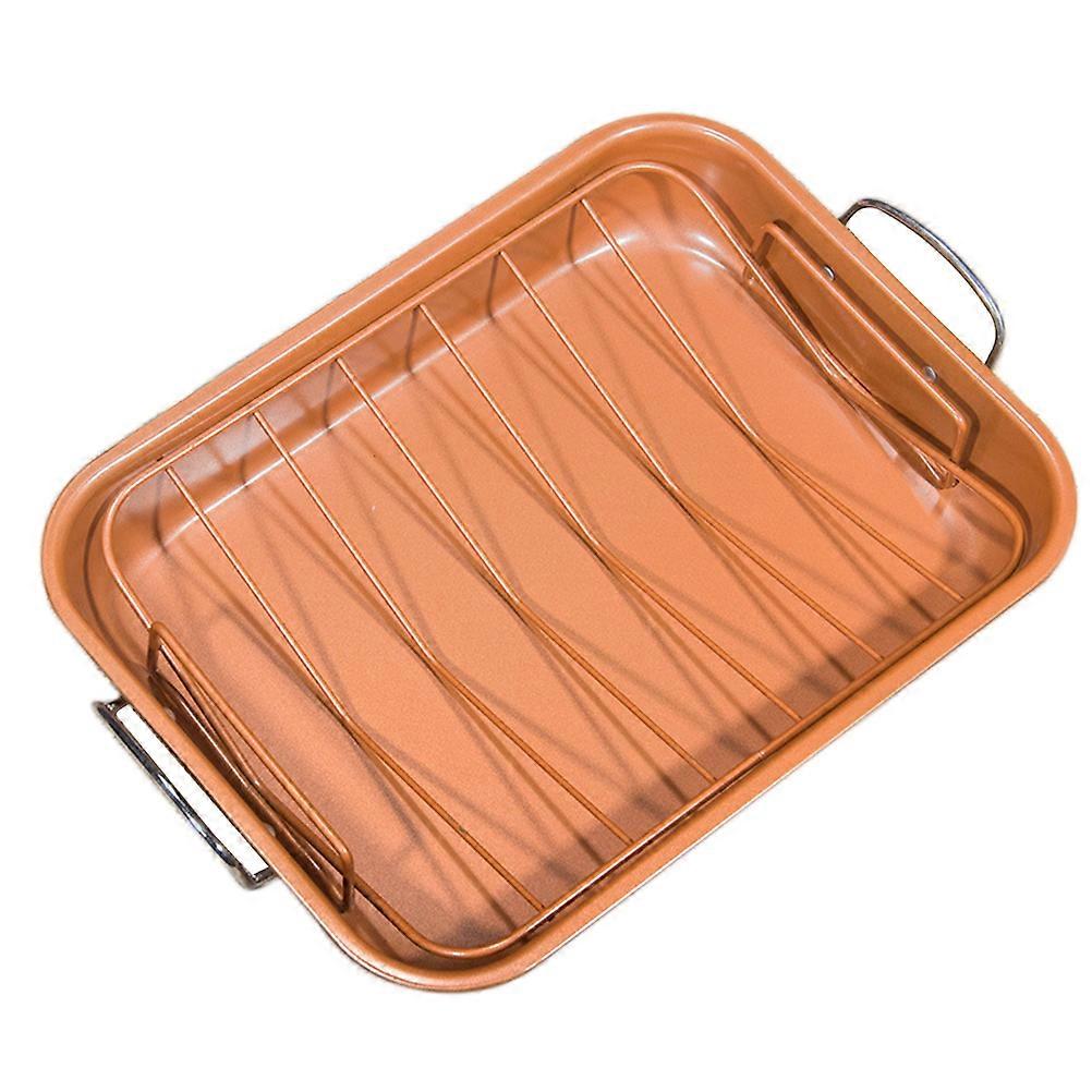 Assadeira antiaderente de aço carbono laranja para bolos e assadeiras de frango 14,5 x 10,5 polegadas