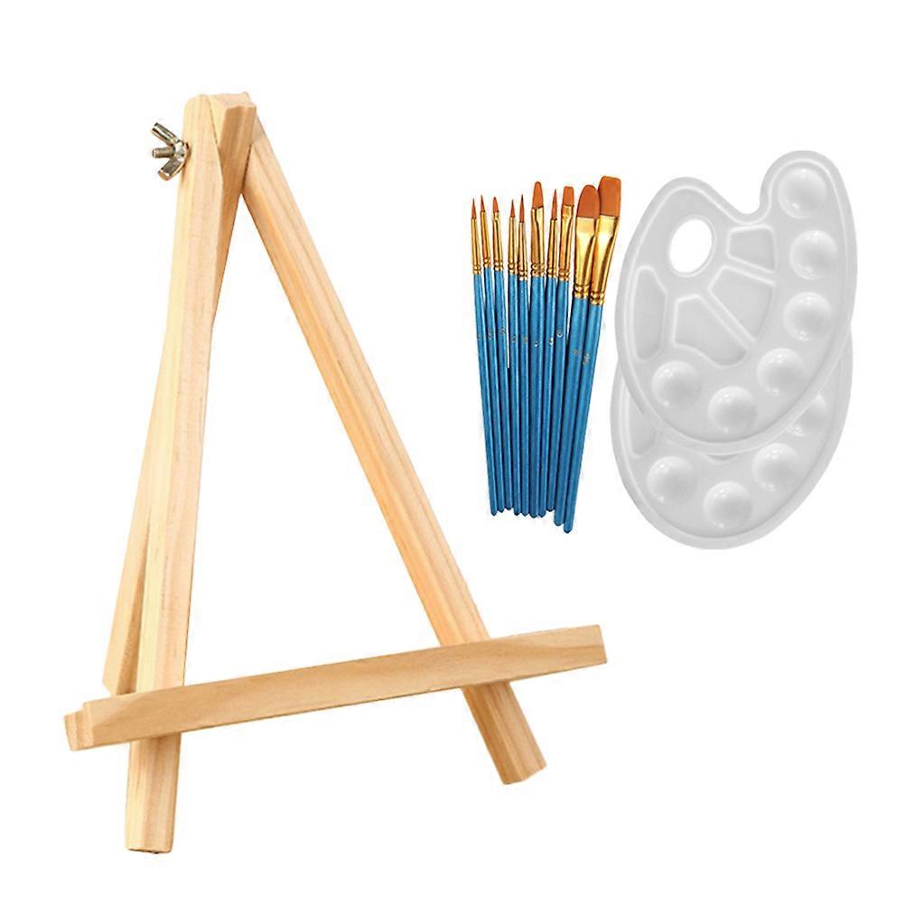 Versatile Tabletop Easel Set with 12pcs Paint Brushes and Palette for Displaying Pictures Made of Durable Plastic Assorted Color