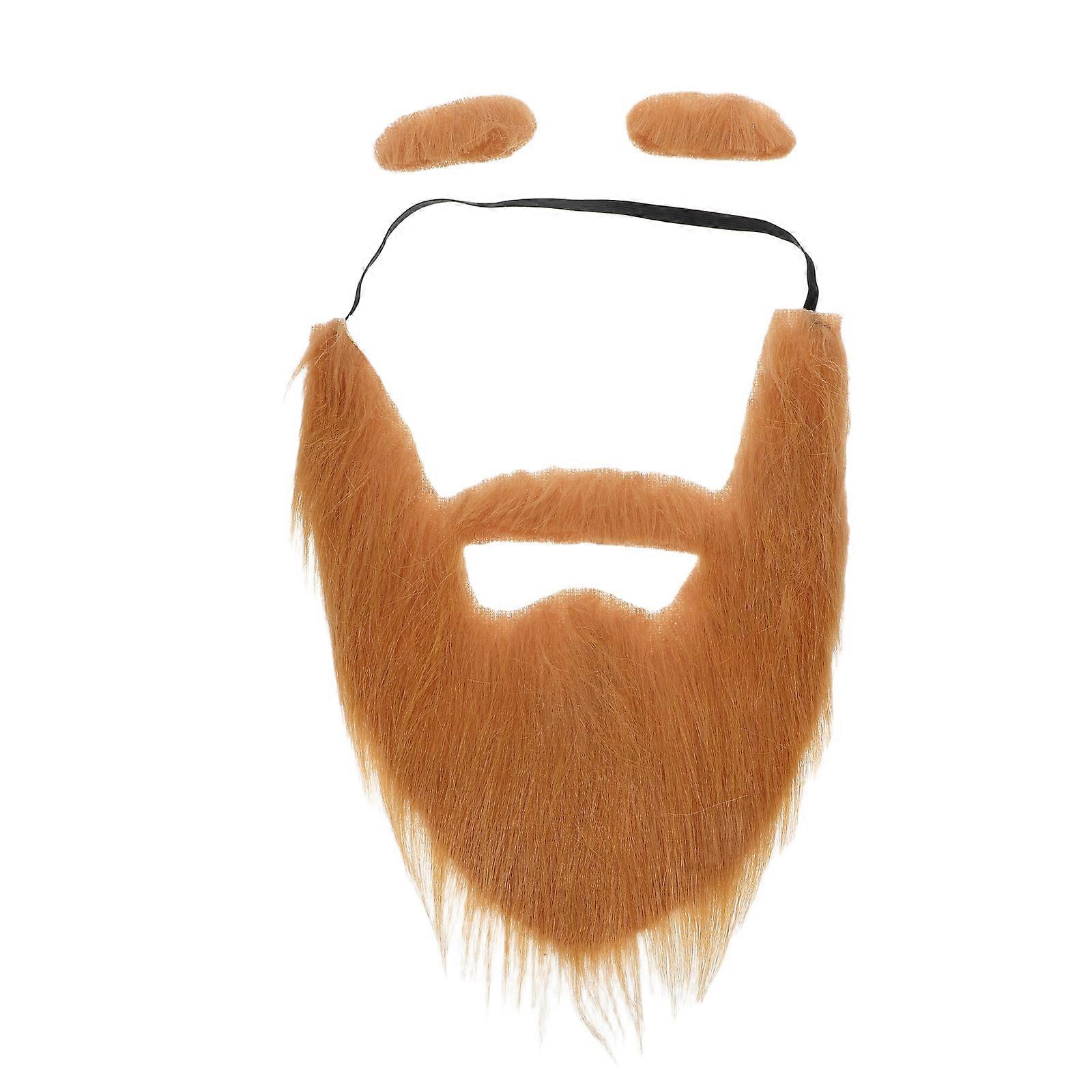 Full Face Coverage Fake Eyebrows And Beard Kit For Dress-up Parties Halloween Brown 1 Set