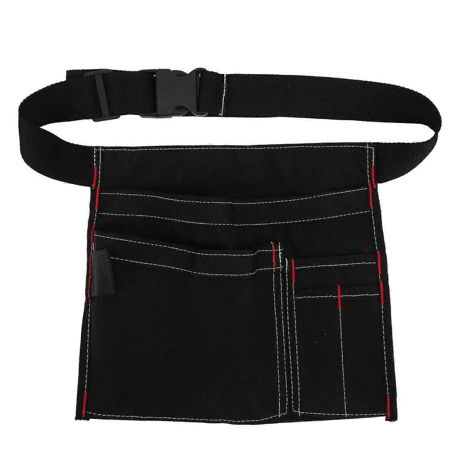 Canvas Waist Bag - Utility Belt with Multiple Pockets for Electrician Tools - Black Tool Carrying Gear