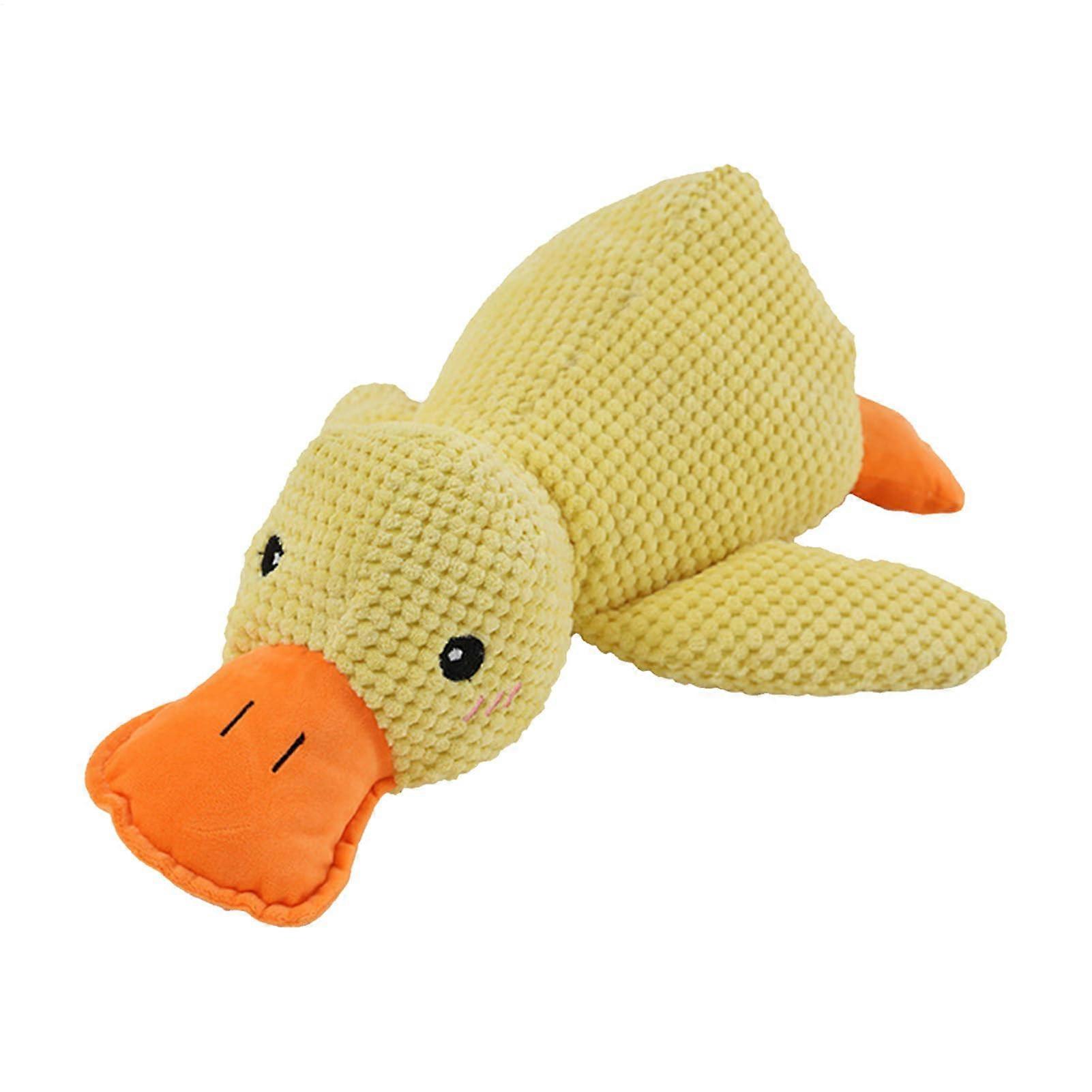 Soothing Duck Dog Toy  Plush Puppy Toy with Quacking Sound  Soft Dog Pillow  Interactive Rattle Duck for Indoor Use