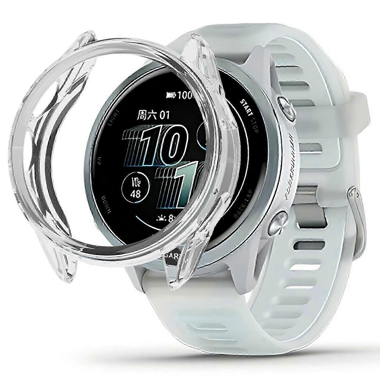 For Garmin Forerunner 570 42mm Protective Watch Case TPU Hollow Cover Transparent