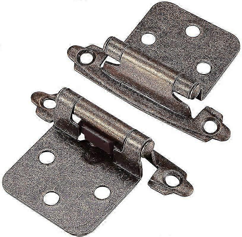 1 Pair Cabinet Hinges with Screws, Self-Closing, Decorative, Front Mount for Variable Wall Cabinet Door (Antique Bronze)