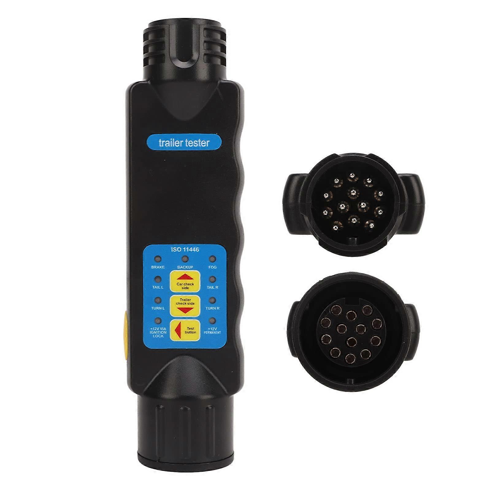 12V 13pin Trailer Wiring Circuit Tester Plug Socket Full Set Heavy Duty ABS Black for Trailers Caravans Horseboxes Carriers