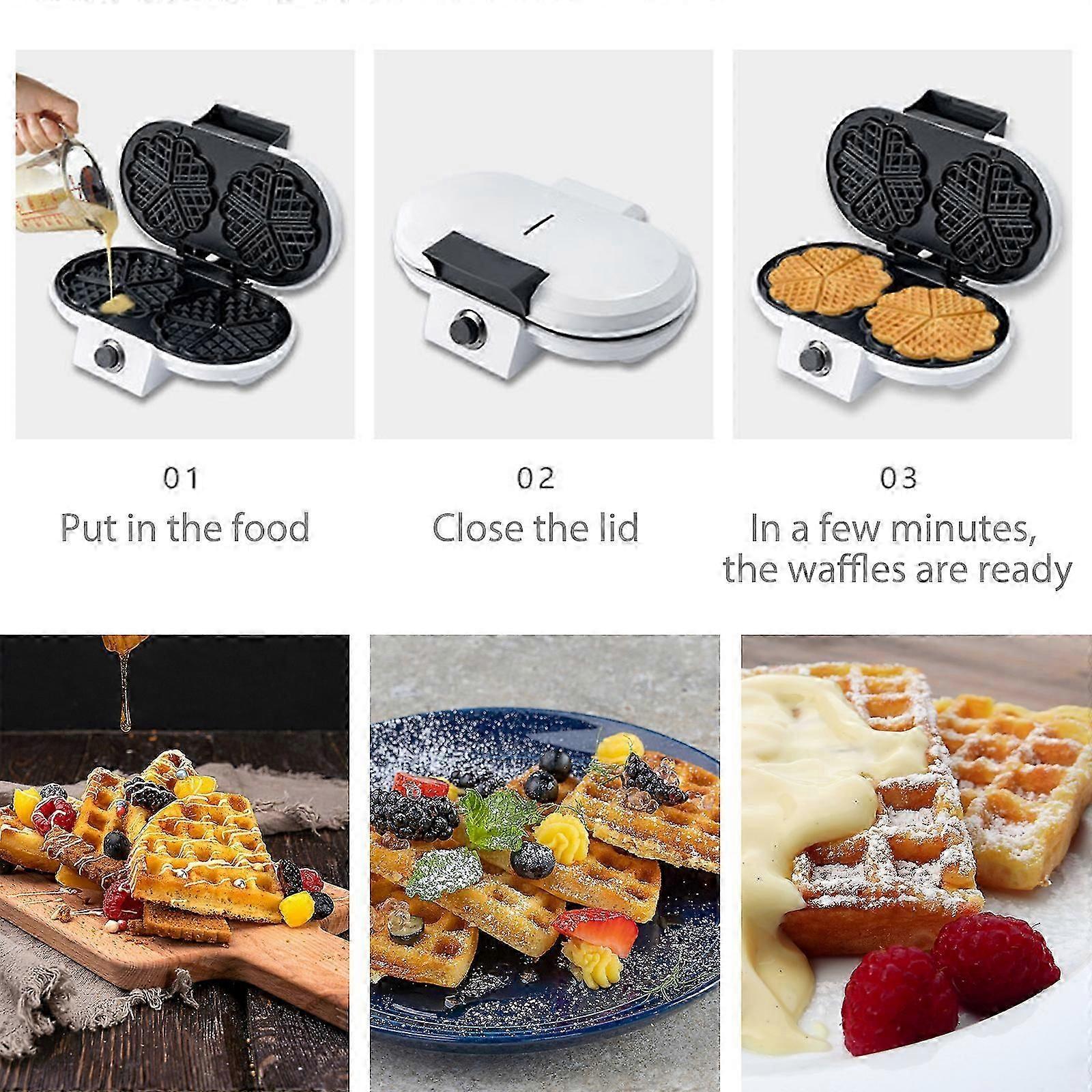 1000w Waffle Maker With Non-stick Plate Double Heart Waffle Iron Stainless Steel Housing Waffle Iron Machine For Home Breakfast -CAN