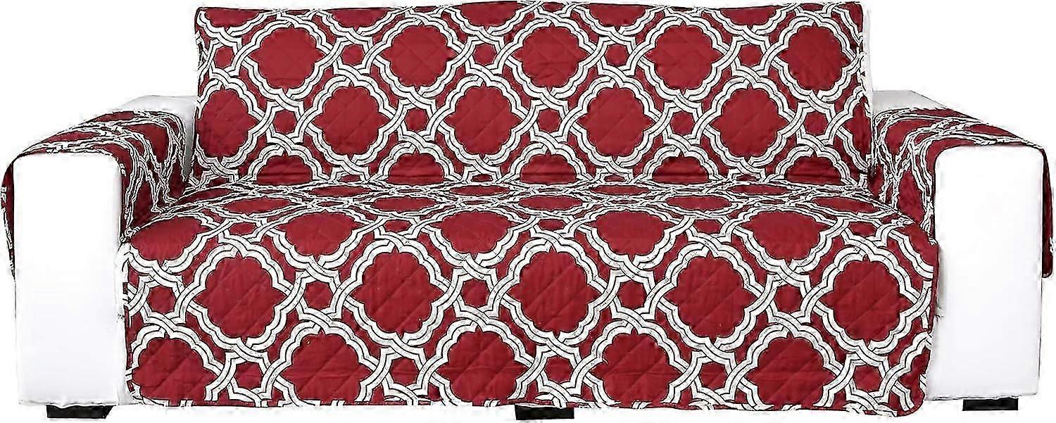 Couch Sofa Slipcover Protector with Elastic Straps, Fade Resistant, Red