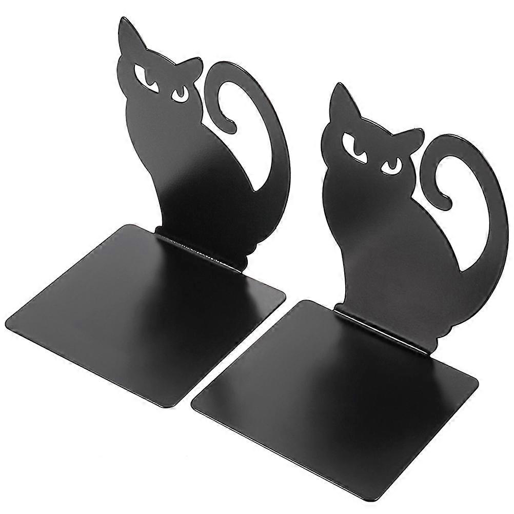 Cat Shaped Metal Bookends 2pcs Set for Desk, Shelf, Home Office, and Library Organization Cute Decorative Book Holders