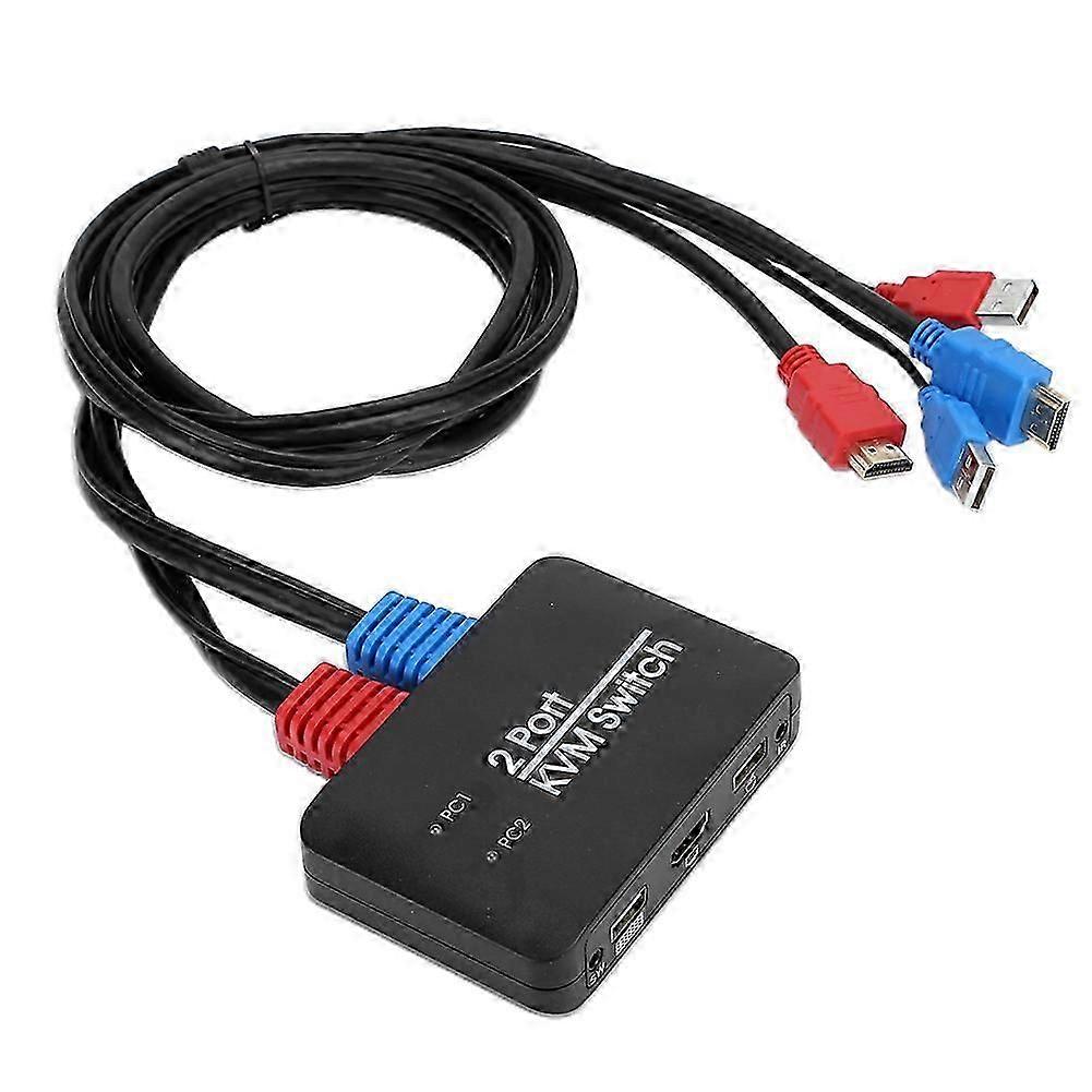 2-Port KVM Switch USB 2.0 HDMI Switch for Windows/IOS/OS