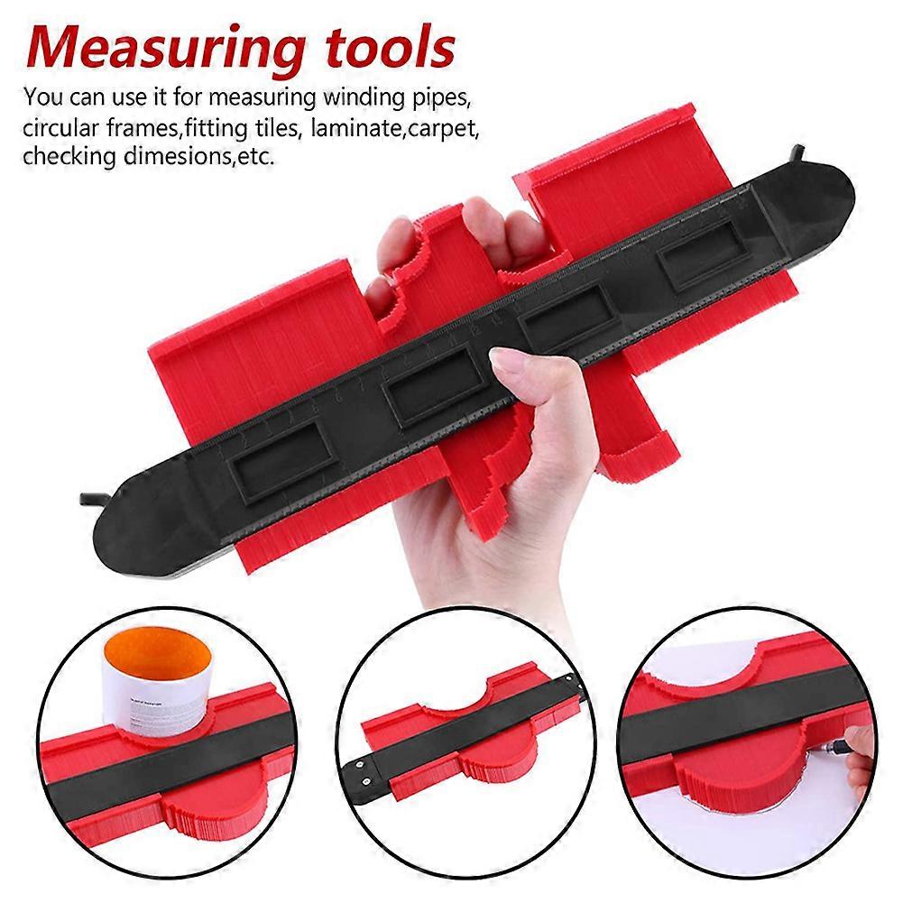 Multi Function 10in Red Double Lock Contour Gauge Ruler