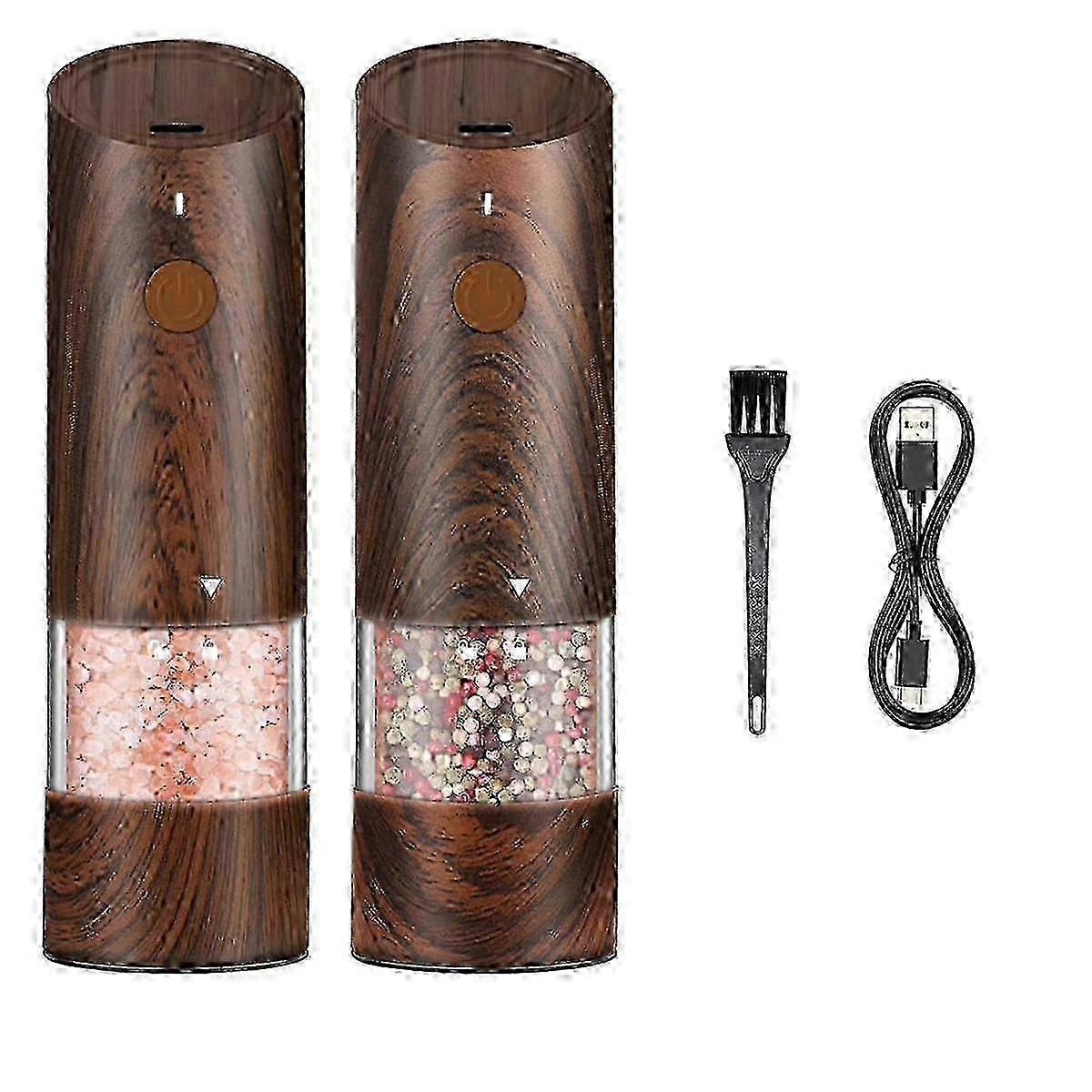 Adjustable Automatic Electric Salt and Pepper Grinder Set - Refillable Spice Mill for Kitchen