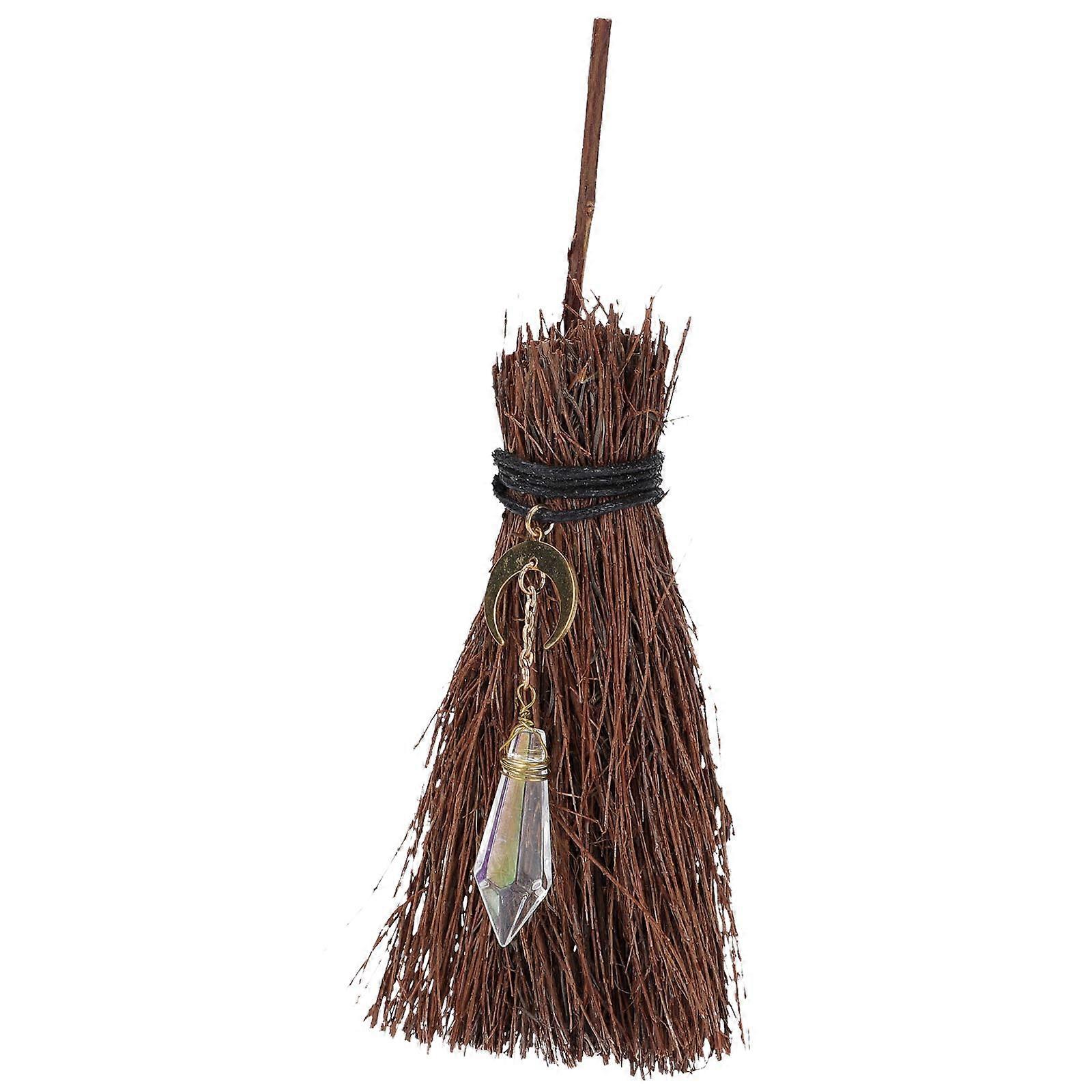 Halloween Crystal Broom Pendant Tree Branch Decor – Unique DIY Ornament for Home & Party Witch Theme Decoration