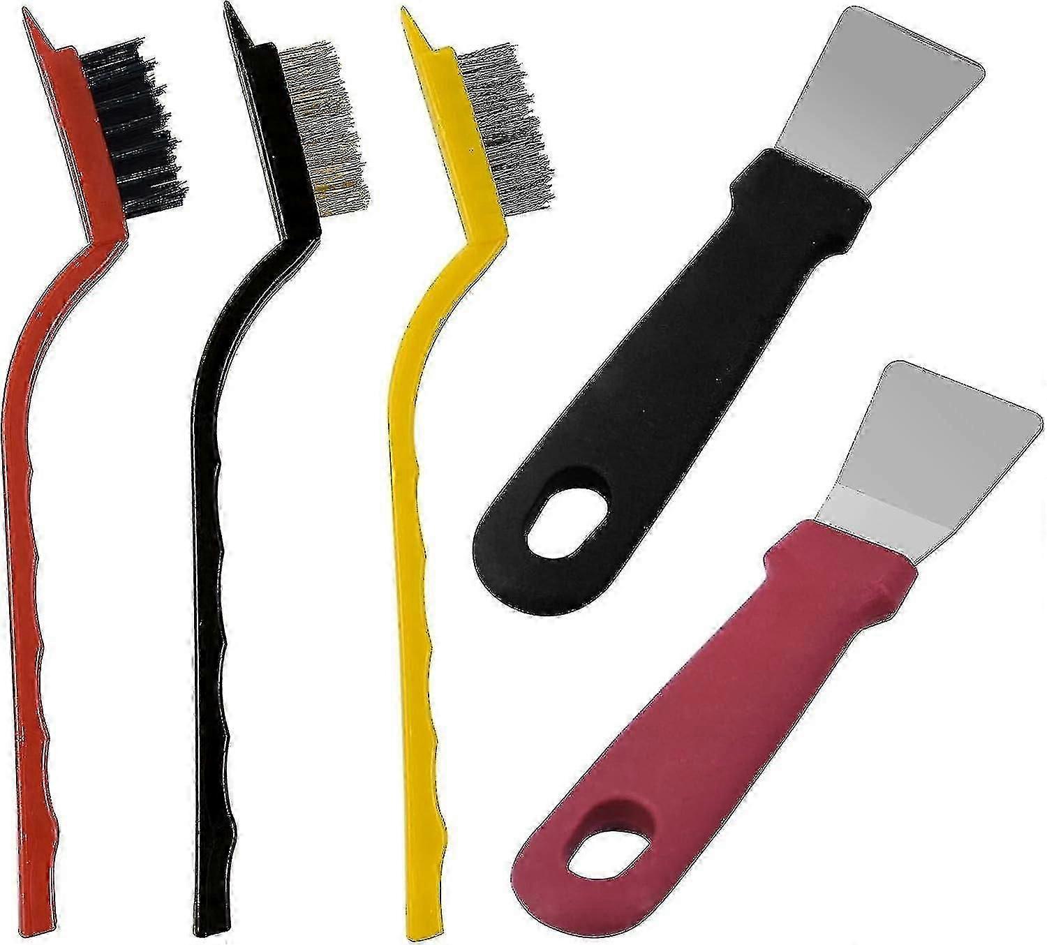 2pcs Plastic Oven Scraper Tool Non Scratch Cleaning Scraper Kitchen Grease Scraper Hob Scraper Glass Super Scraper Ice Scraper With 3pcs Stainless Ste