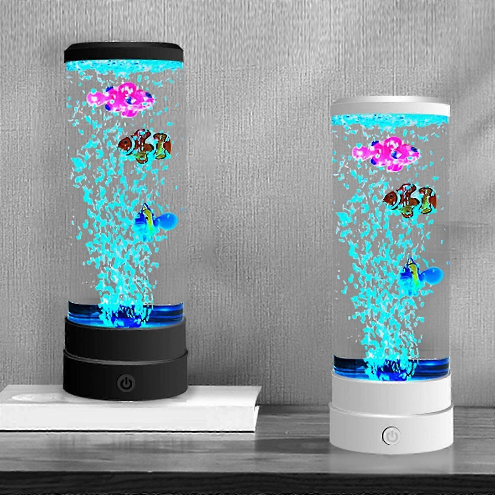 Mini Fish Lamp, Desktop Electric USB Aquarium LED Large Bubble Lava Lamp With 3 Fishes, Colors Changing Night Mood Light