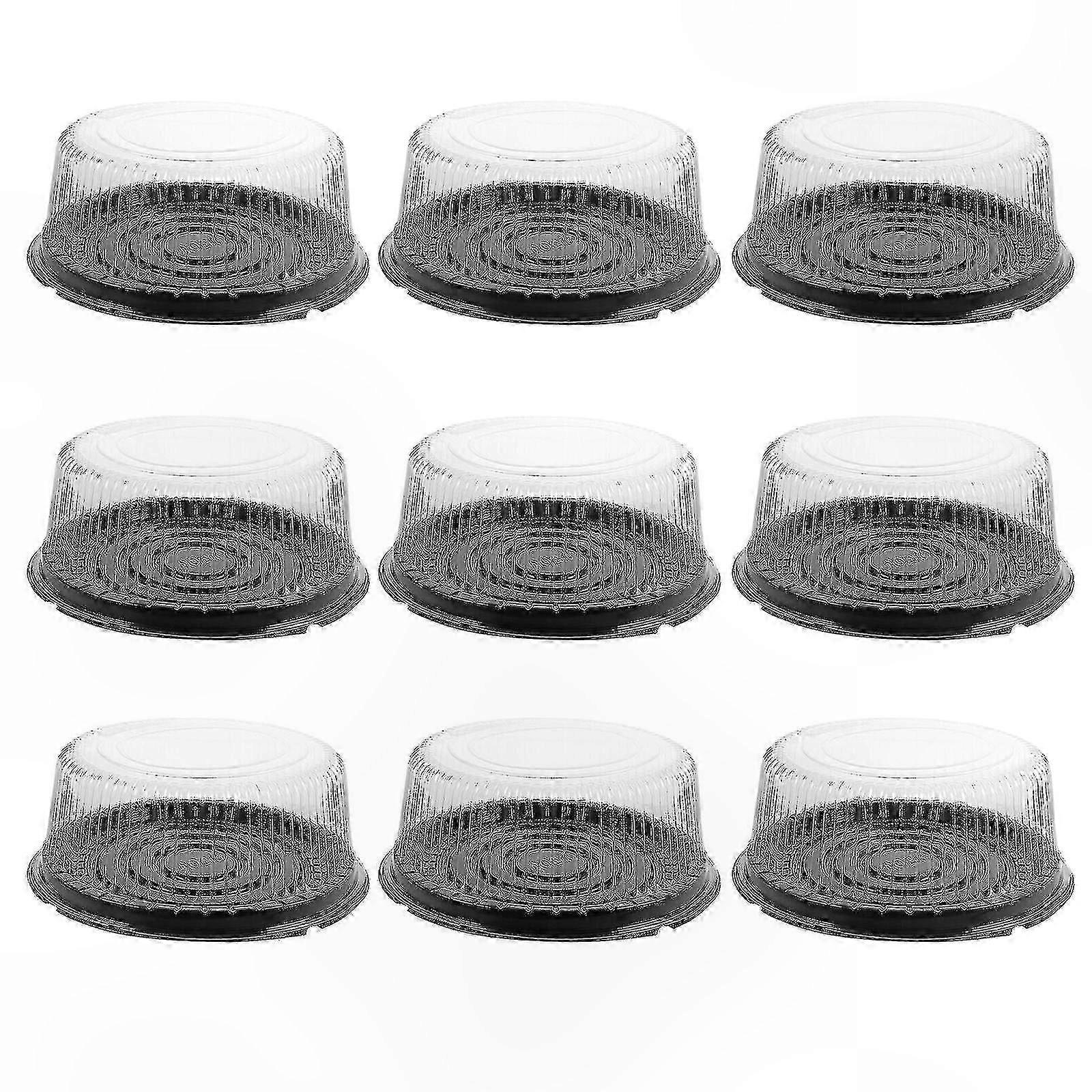 Round Cake Containers with Lids - 10 Pack Reusable Plastic Bakery Boxes for Cakes