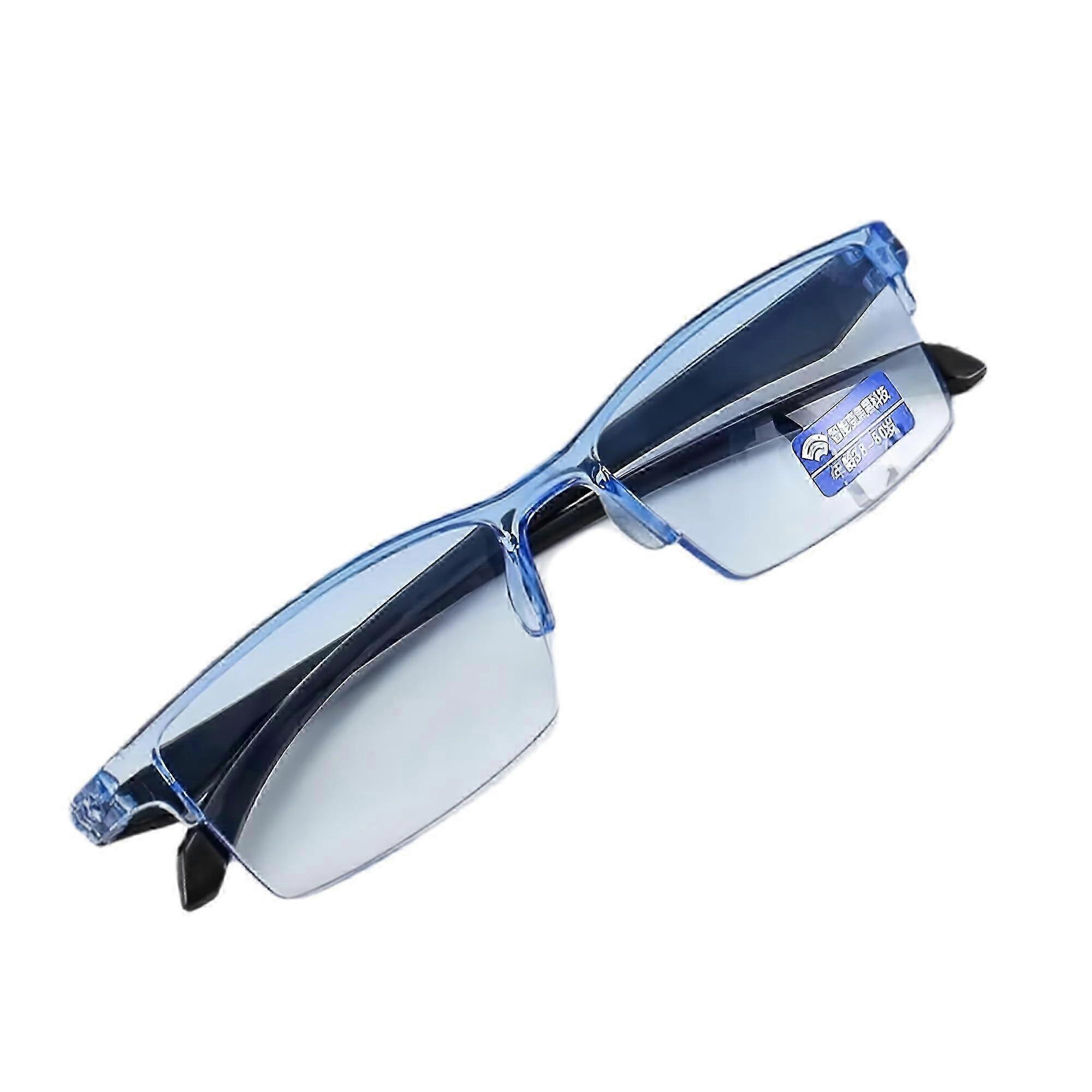 Even G1 Glasses Anti Blue Ray Reading Glasses Smart Automatic Zoom Reading Glasses Autofocus Power 1.0(100) 7.0(700) HalfRim Unisex(Blue 1 pcs)