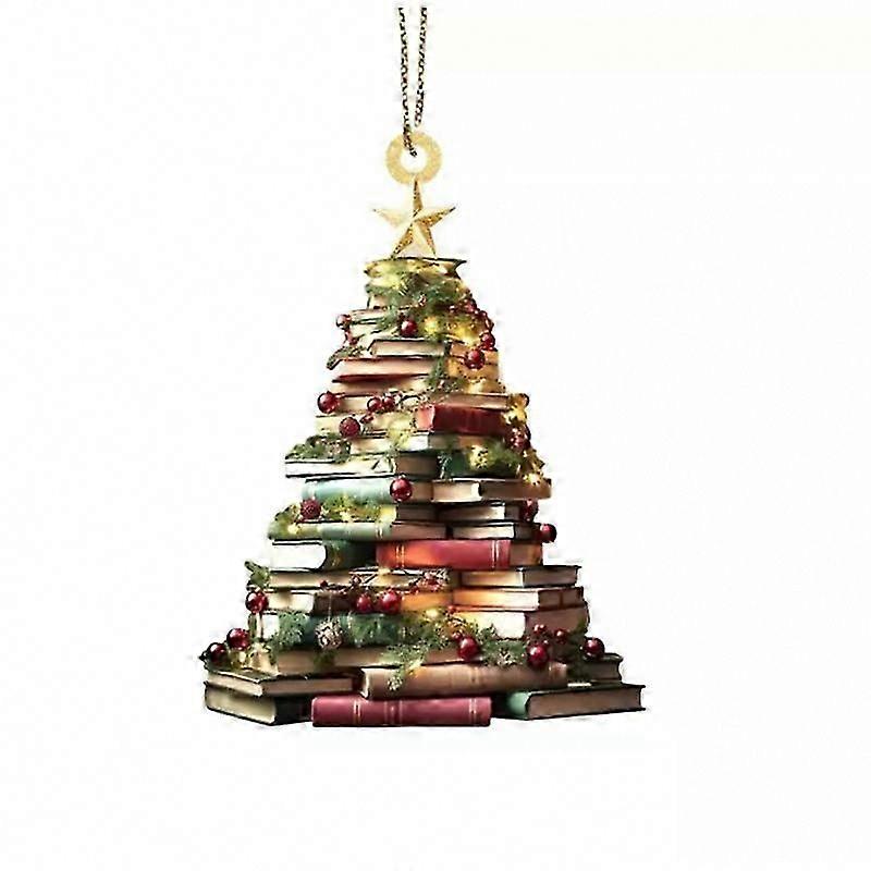 Arbre de Noël étagère pendentif, ornement de livre empilé pour les amateurs de livres amusant