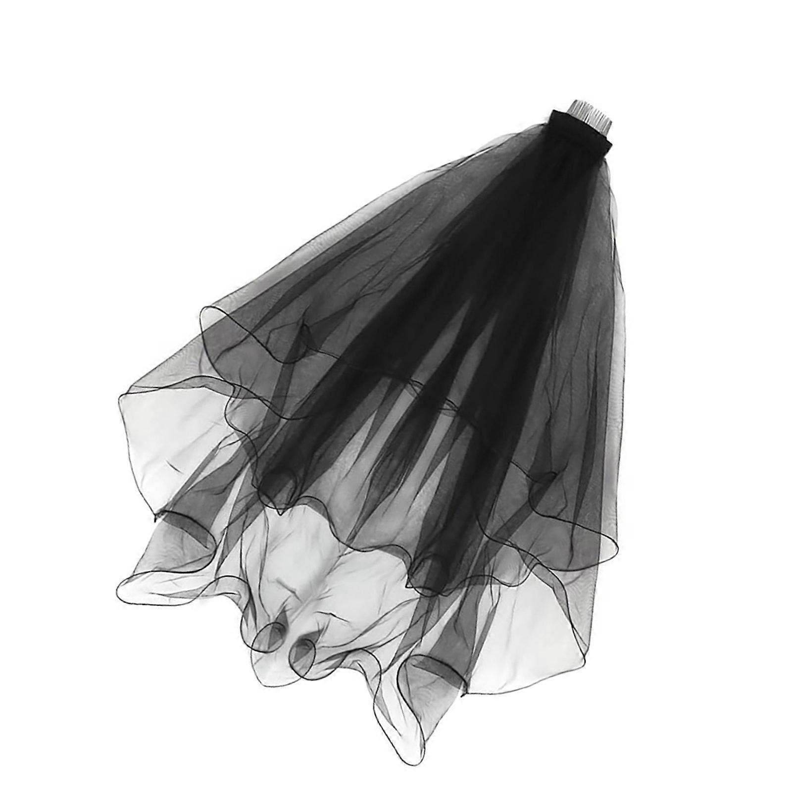 Durable Bridal Veils In Sleek Black Perfect For Modern Brides And Formal Event Photo Props Multicolor