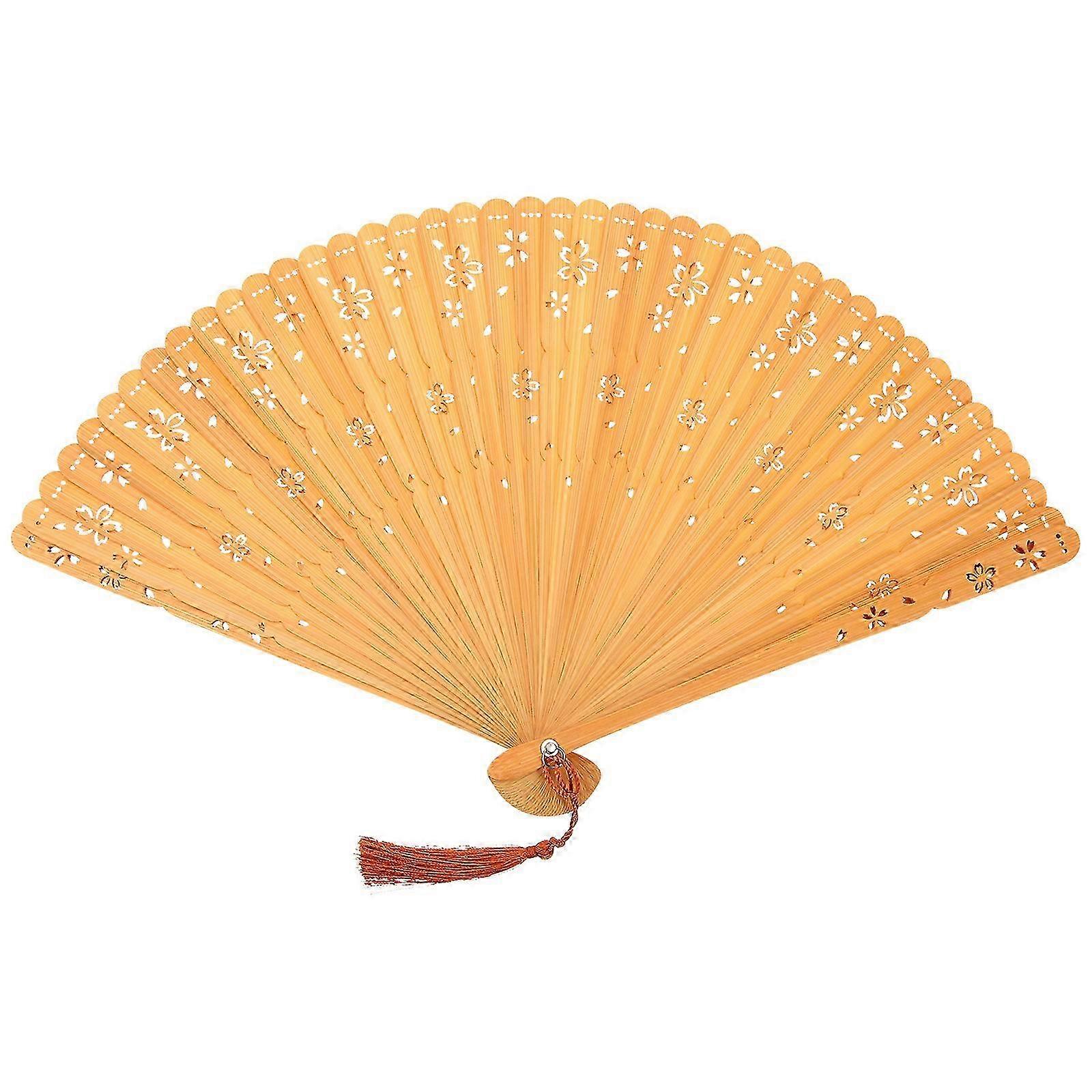 Bamboo Handheld Folding Fan Chinese Style Stage Performance Fan for Dancing Party30.5x18cm