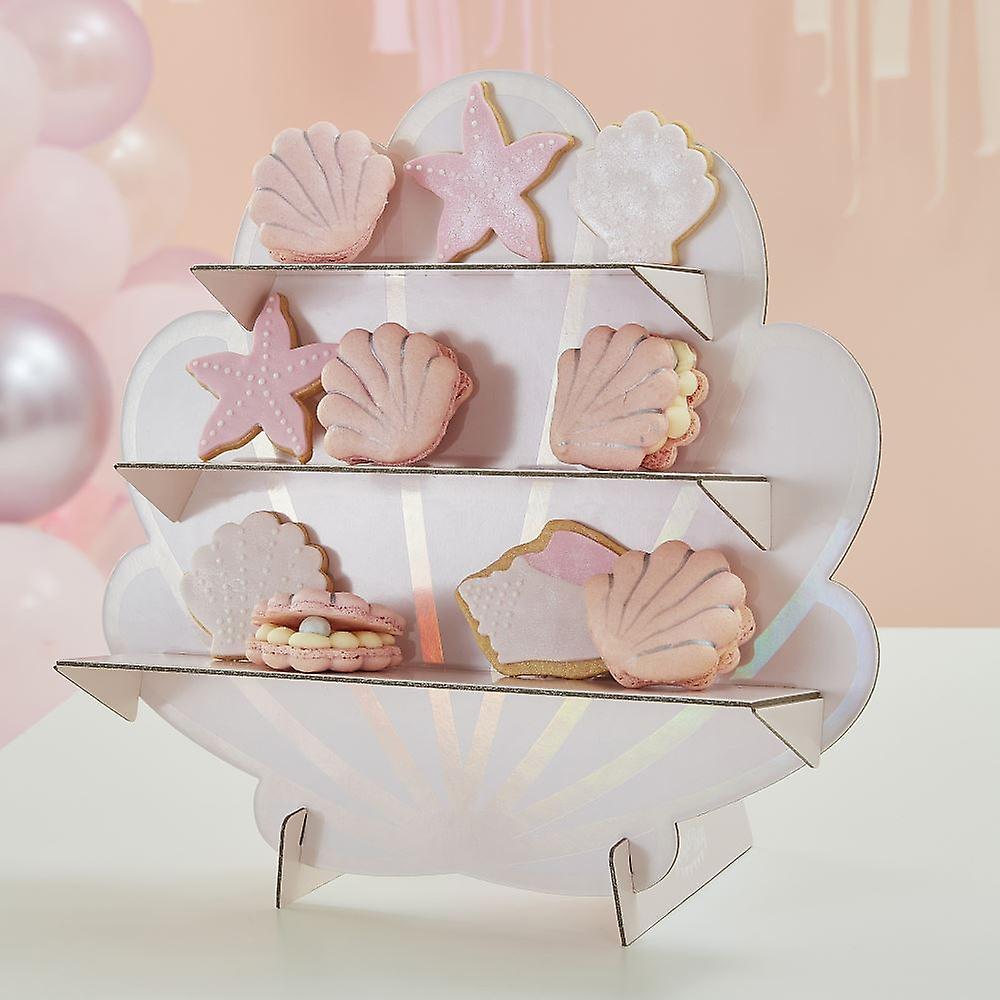 Pink Mermaid Shell Shaped Treat Stand | Girls Birthday Party Food Display