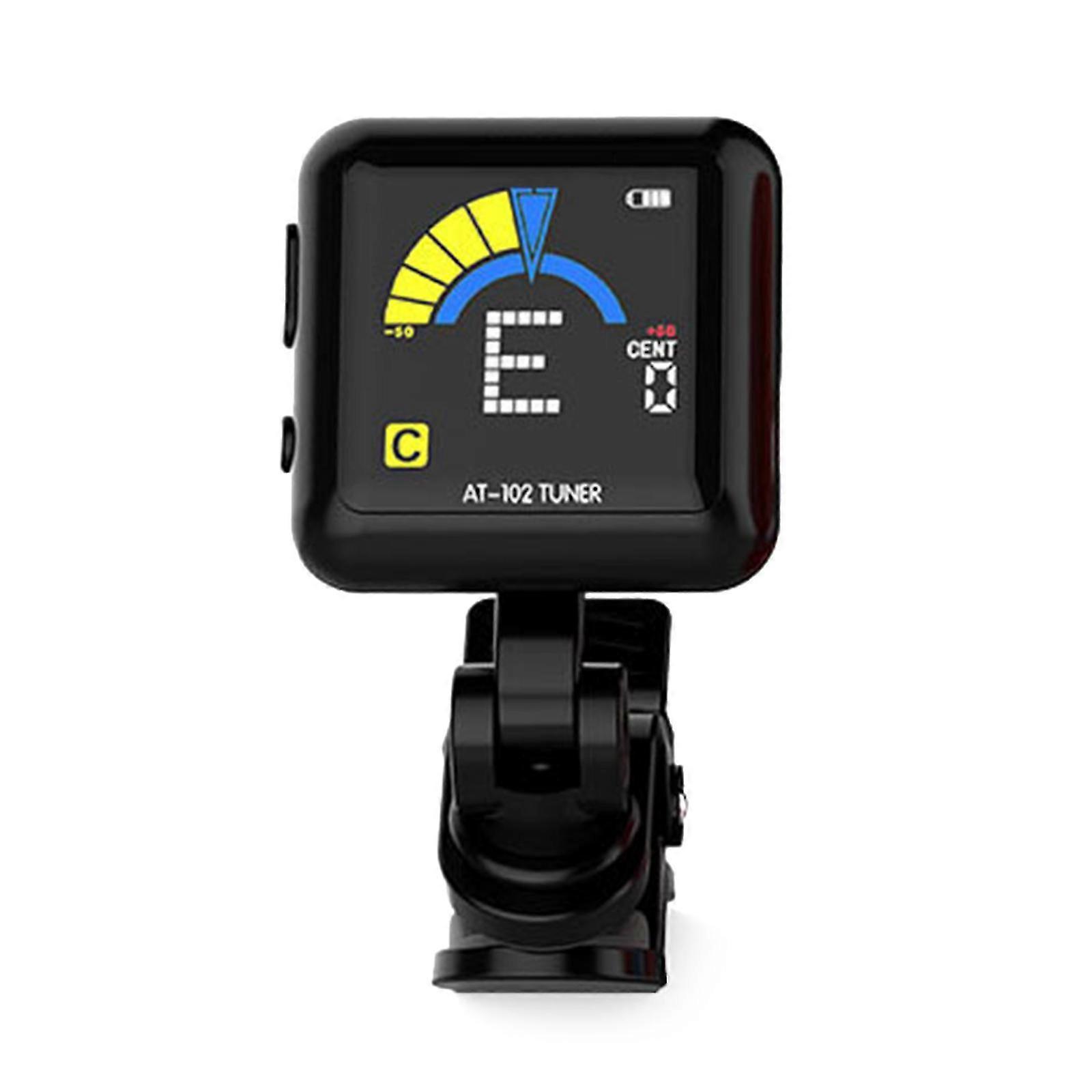 USB Rechargeable Clip On Tuner for Electric Guitar 360 Degree Rotating Digital Tuner Easy to Use White