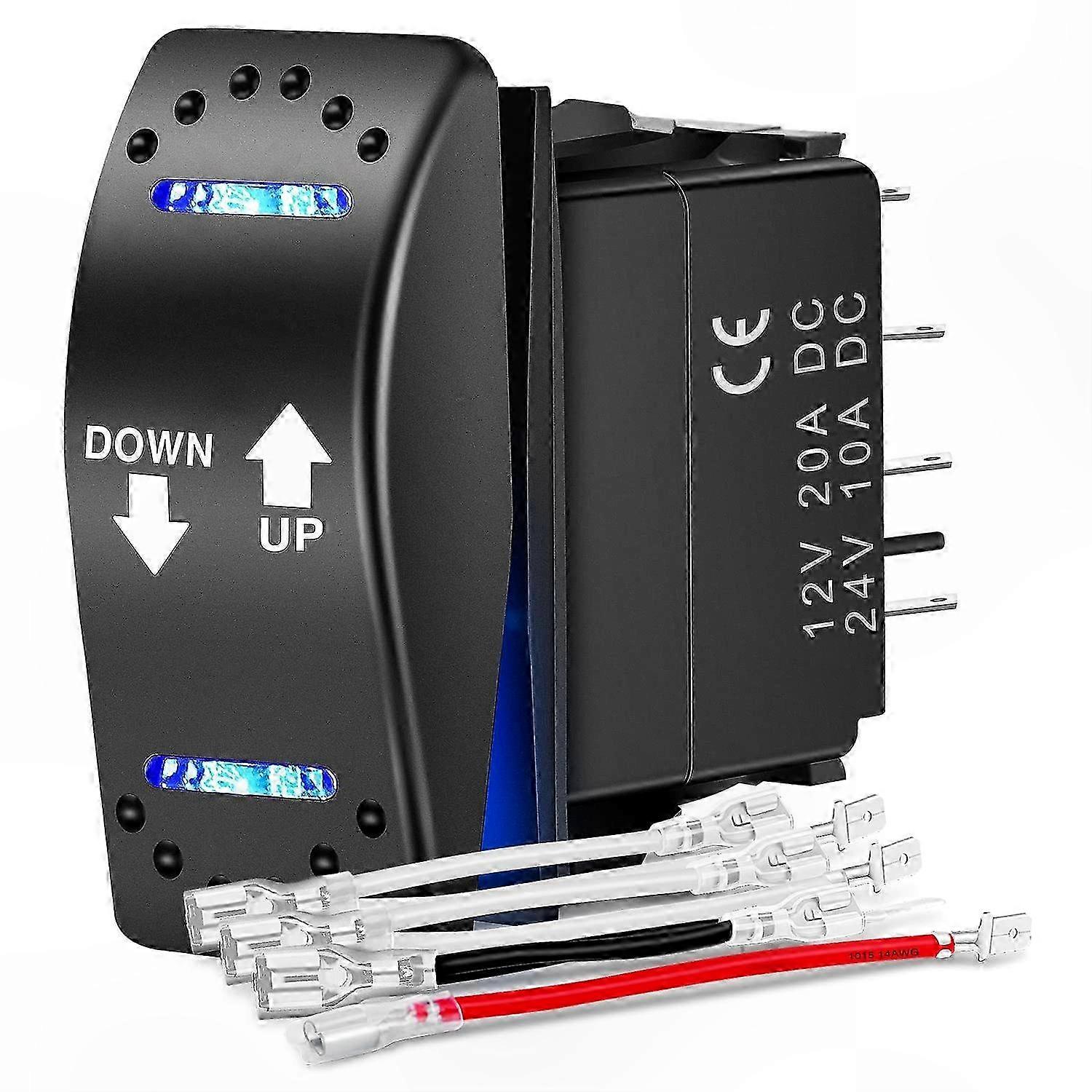 DPDT 20A 7-Pin Rocker Switch with Momentary ON/Off/ON Function for Motor Control, 12V-24V Reversible Polarity Toggle