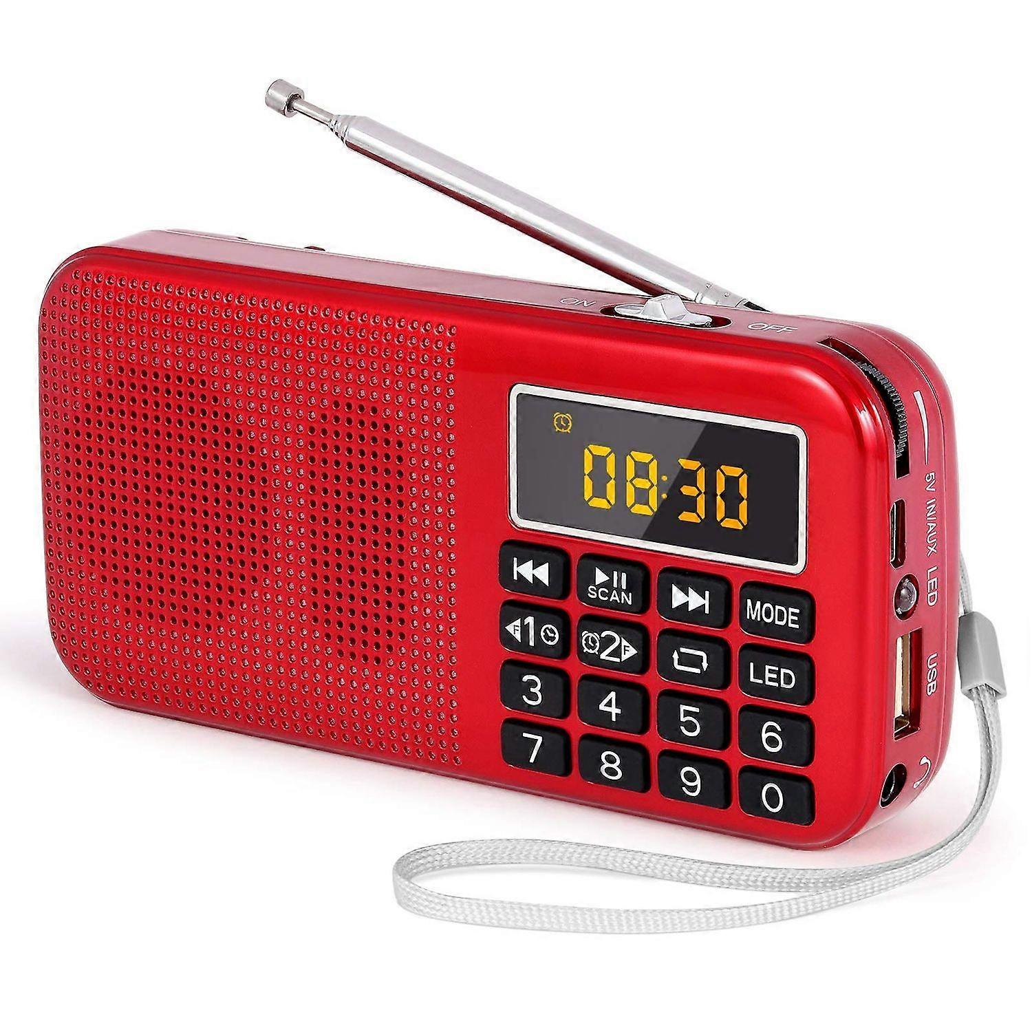 Rechargeable Radio Portable, FM Radio, Small Radio with 3000mAh Rechargeable Battery. Battery Operated Radio Digital support SD USB MP3 AUX Player and