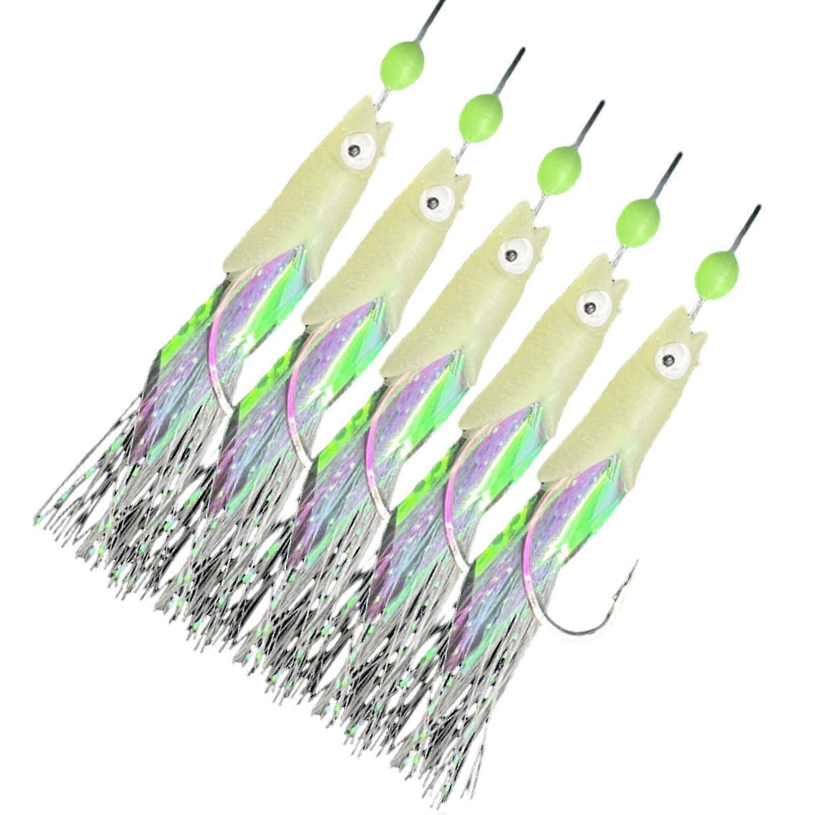 Luminous Baits Rig 5Piece Fishing Lures Set With Hooks Beads Fish Skin Lures