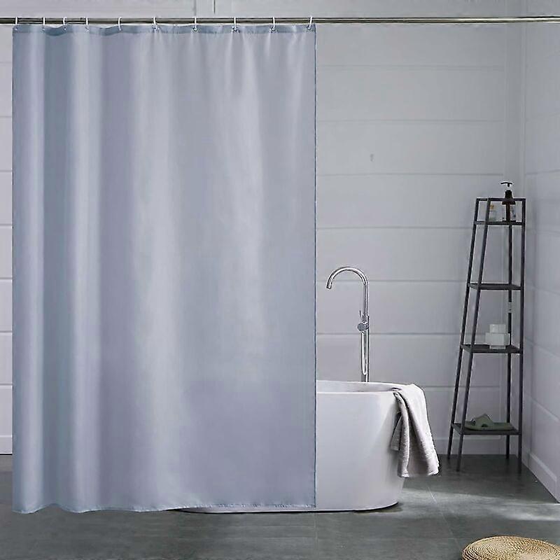 Small Blue Grey Shower Curtain Anti Mold Waterproof Polyester Fabric Bath
