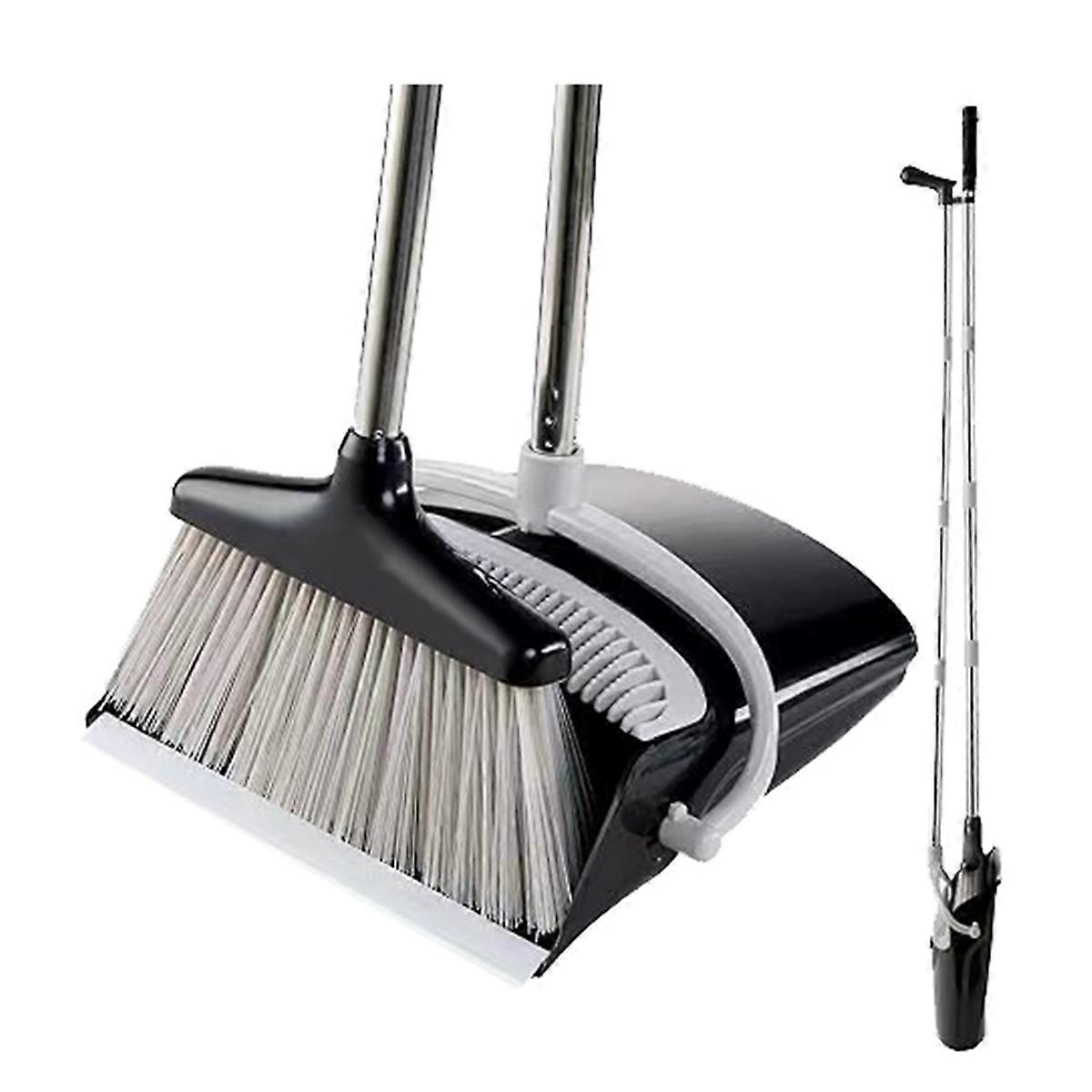 Broom and Dustpan Set for Home,Broom and Dustpan Combo Set with Dust Pan Teeth to Clean Hair for Home Kitchen Office