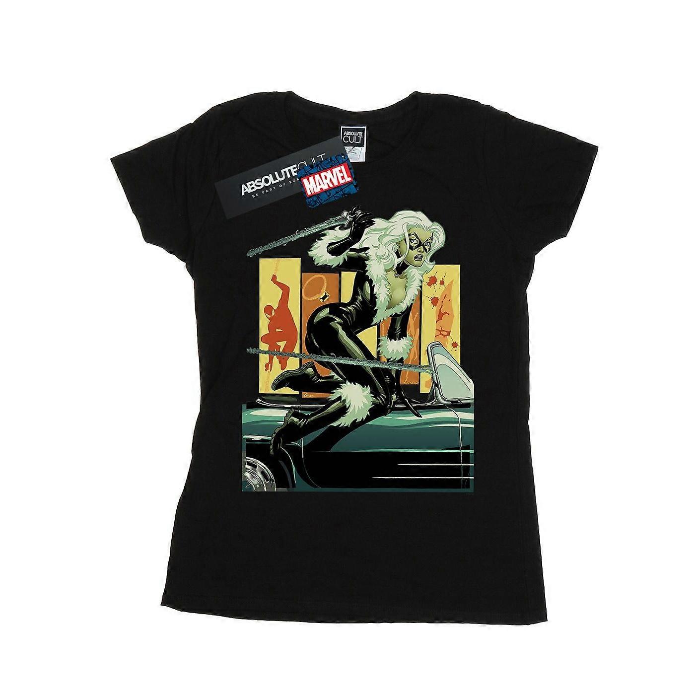 Marvel Dame / Dame Sort Kat Bil Bomuld T-Shirt