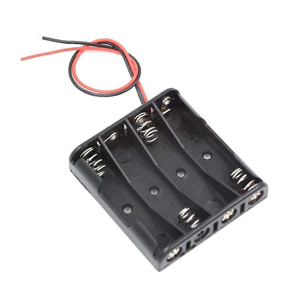 6pcs 4 * 1.5V AAA Battery Holder Case Box OFF/ON Switch with Wire Leads (Black)