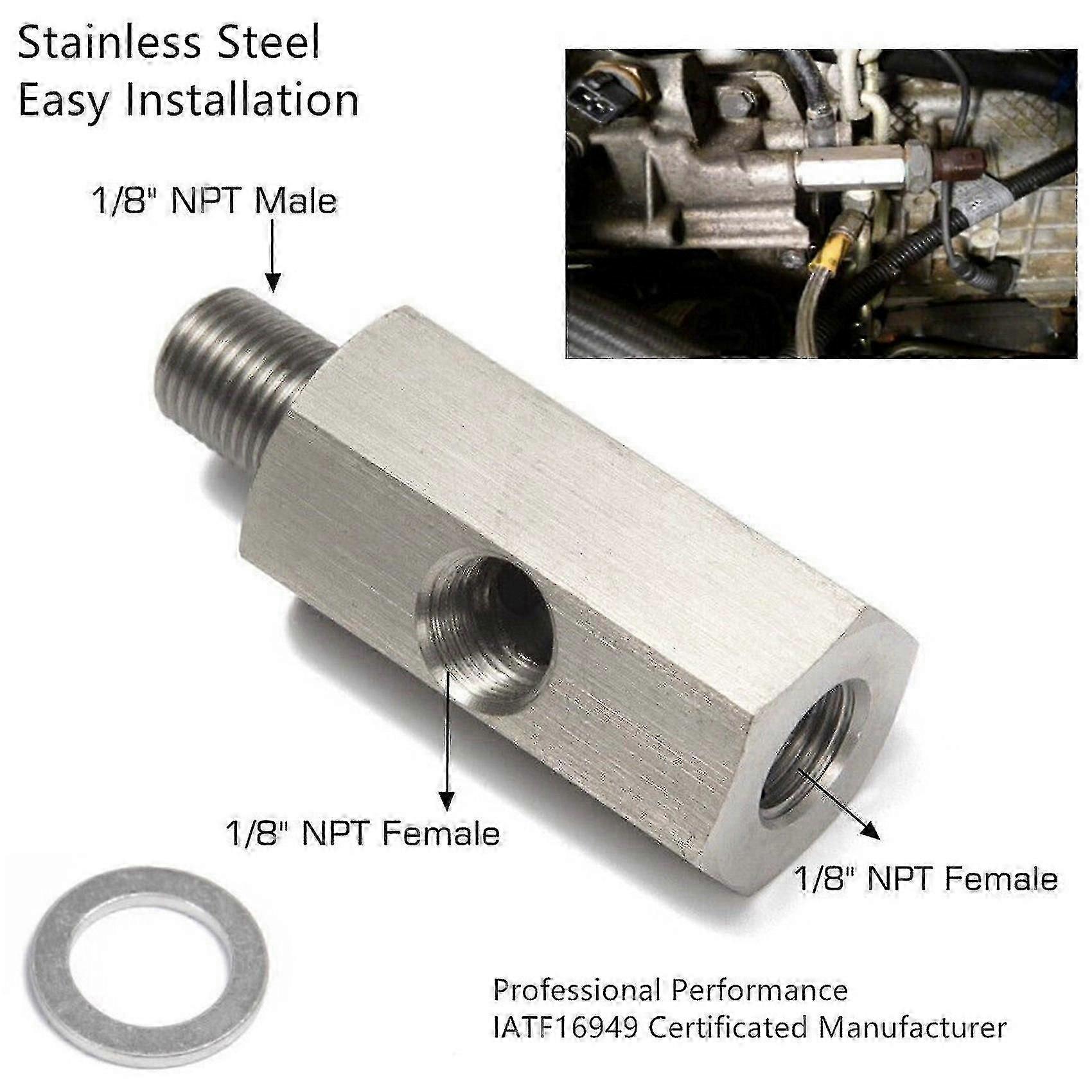 1/8inch Npt Oil Pressure Sensor Tee To Npt Adapter Turbo Supply Feed Line Meter