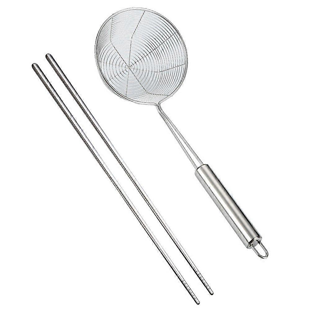 Stainless Steel Spider Strainer for Frying 1Set with Chopsticks and Colander