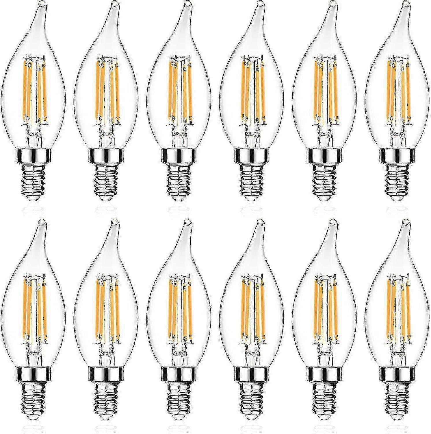 Ampoule LED candélabre E12, ampoule décorative à filament LED, culot E12, non variable, lot de 12