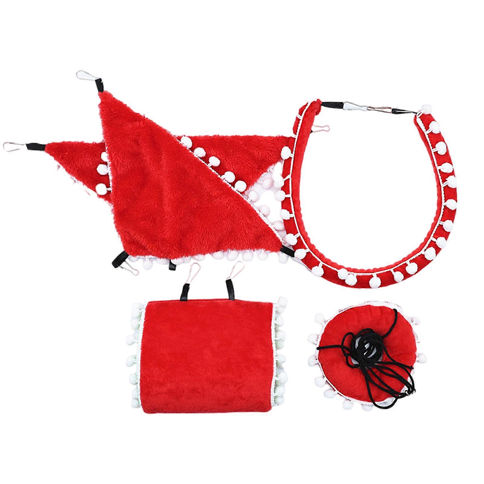MultiFunctional Hamster Gym Set Soft Fabric Swing Tunnel Bed for Cage Space Optimization Red