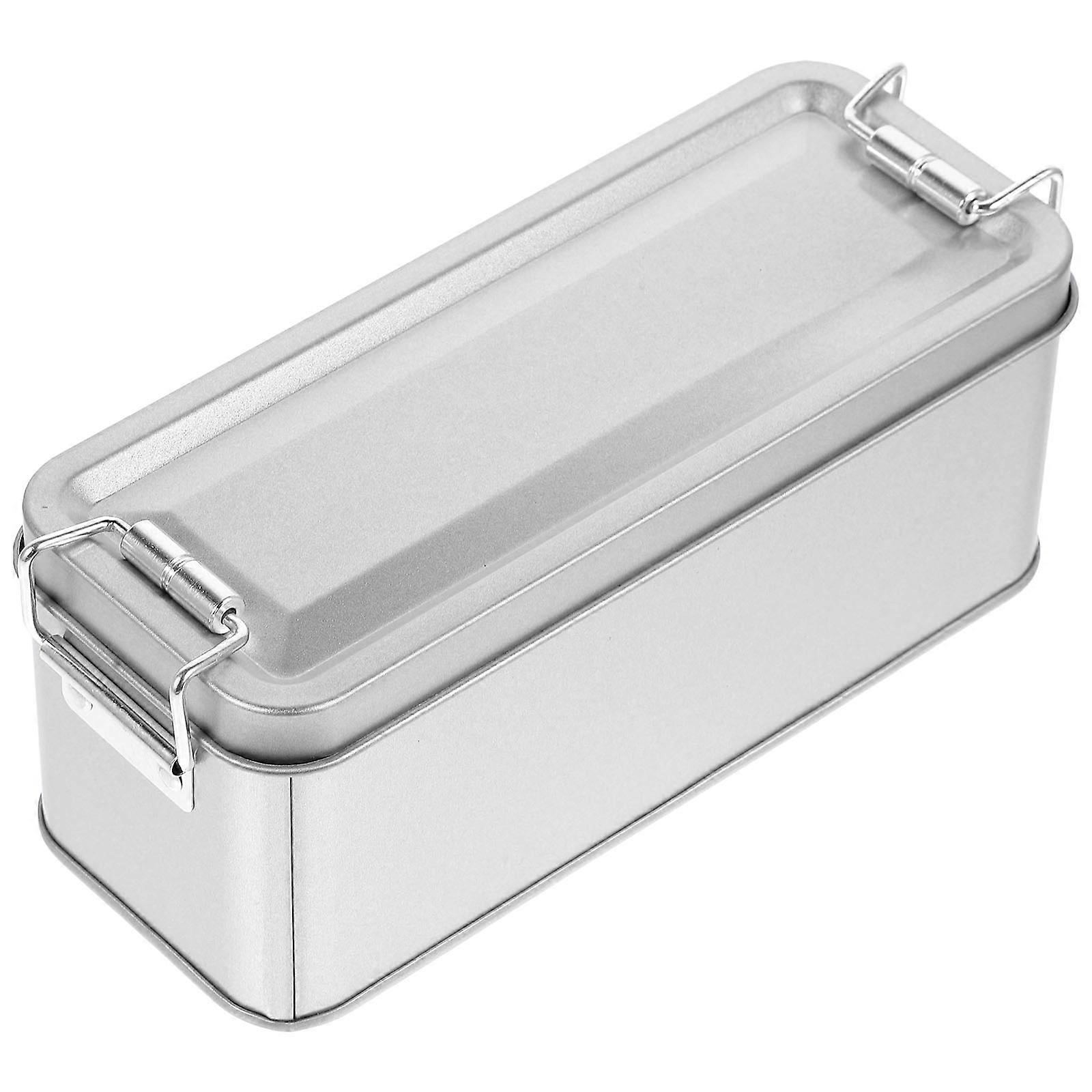 Metal Cookie Storage Box for Storage Containing 5Pcs Silver Tinplate Containers