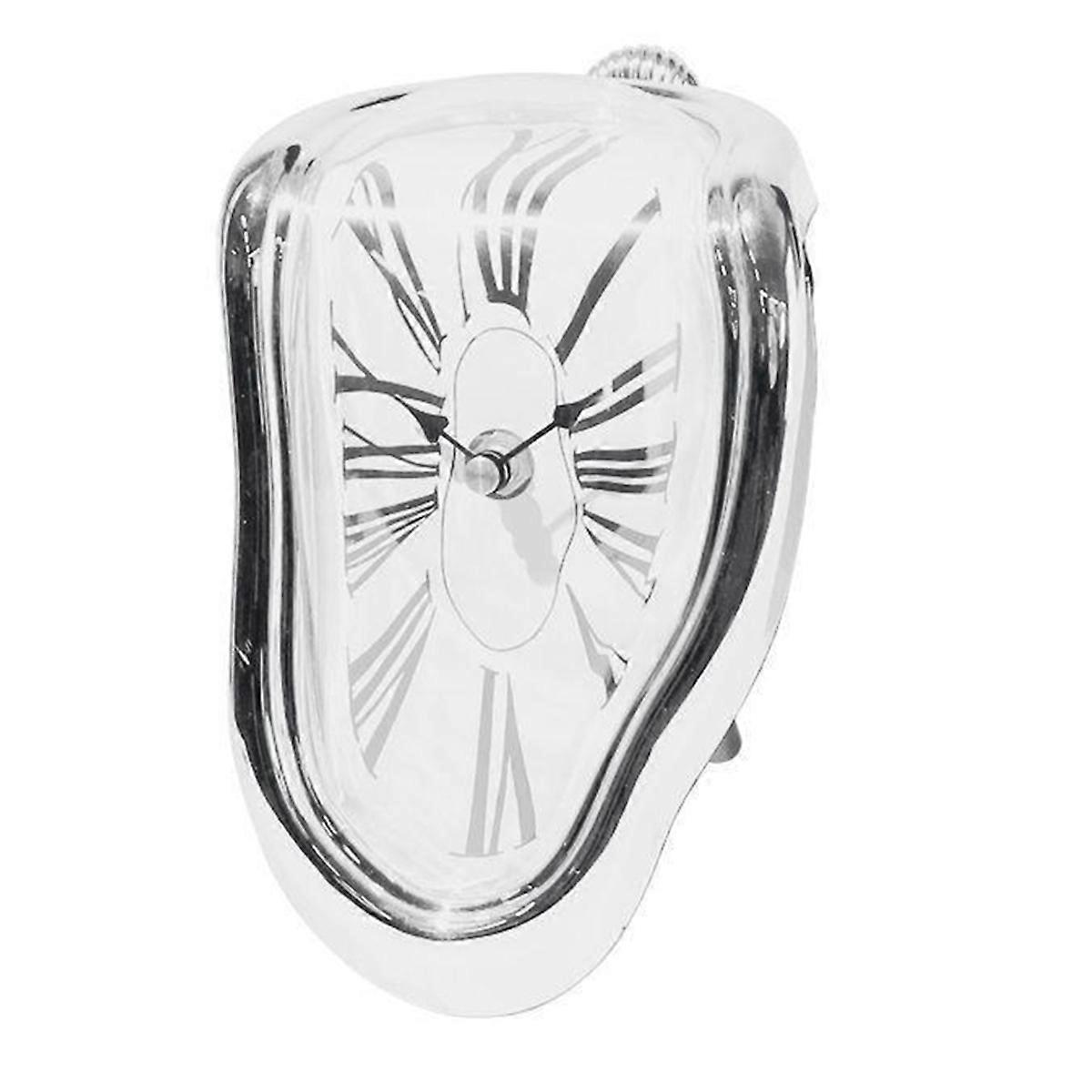 Melting Distorted Clock Art Decor for Living Room - Clock Silver