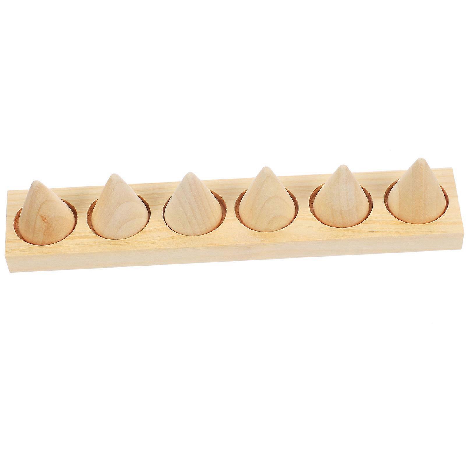 Ring Organizer Holder for Storage 2Pcs Wooden Cone Ring Display Stand
