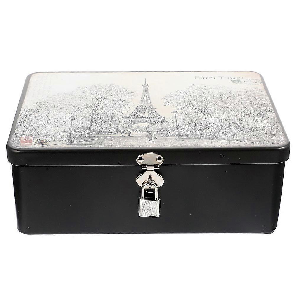 3Pcs Vintage Design Tinplate Box With Key For Storage Sealing Daily Use Multi