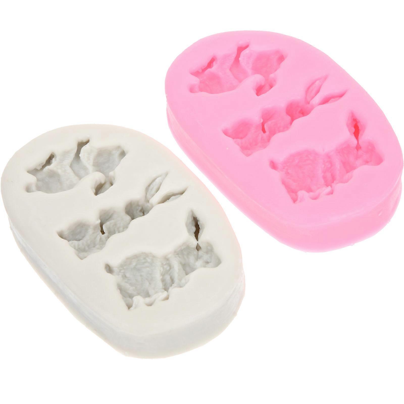 Rabbit Molds 8 Pcs Assorted Color Silicone Fondant Moulds Ideal For Baking Tools 8X5Cm Cake Decoration
