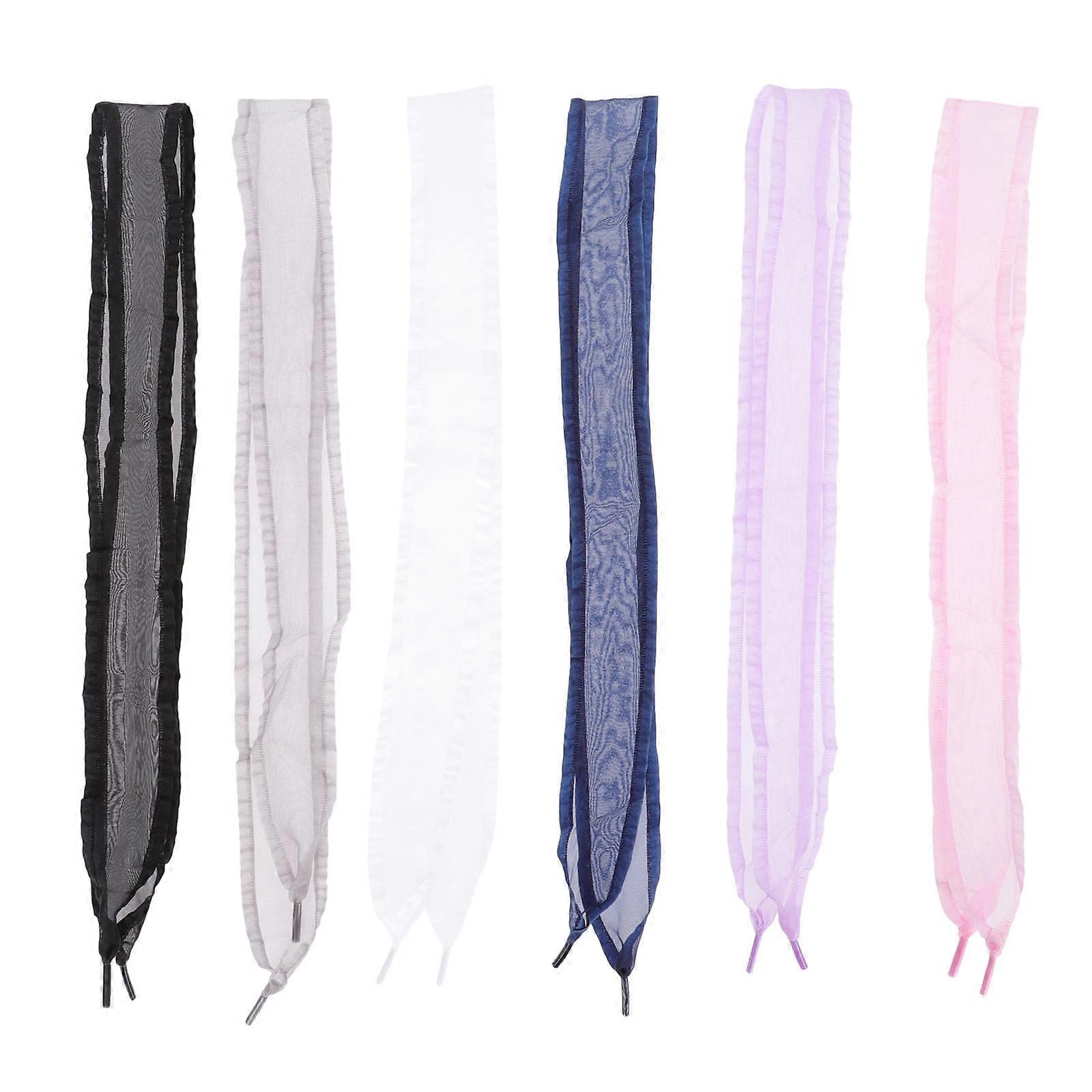 Wood Ear Edge Shoe Laces for Shoes 6Pairs Casual Chiffon Ribbon Shoelaces