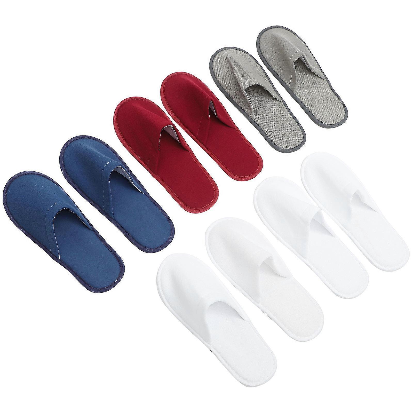 Brushed Cloth Slippers for Wearing Use 5Pairs Multi-Color Indoor Footwear