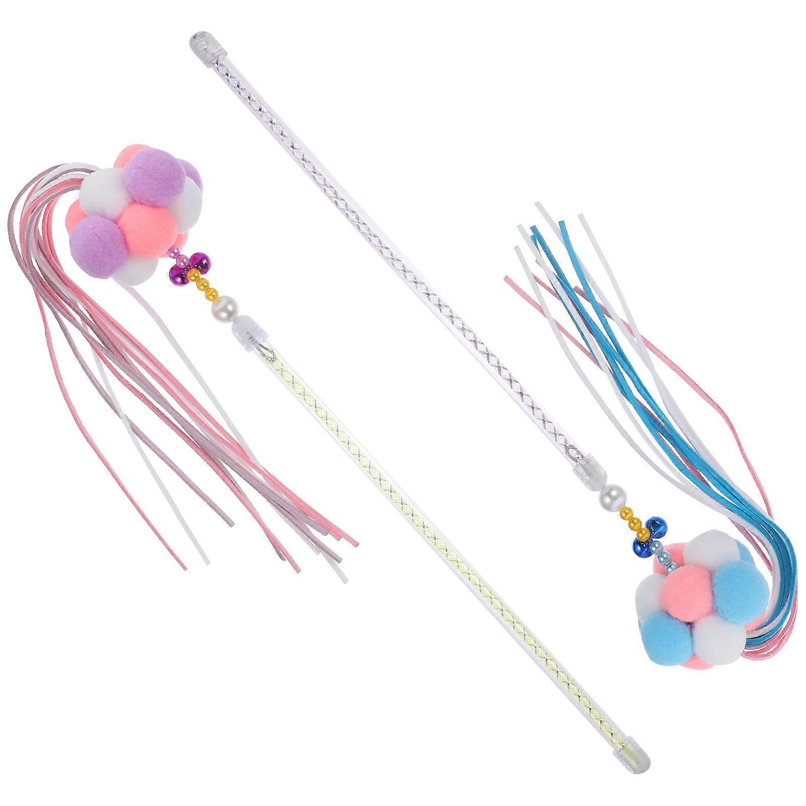 Interactive Cat Teaser Stick 8Pcs for Household Kitten Fun and Play