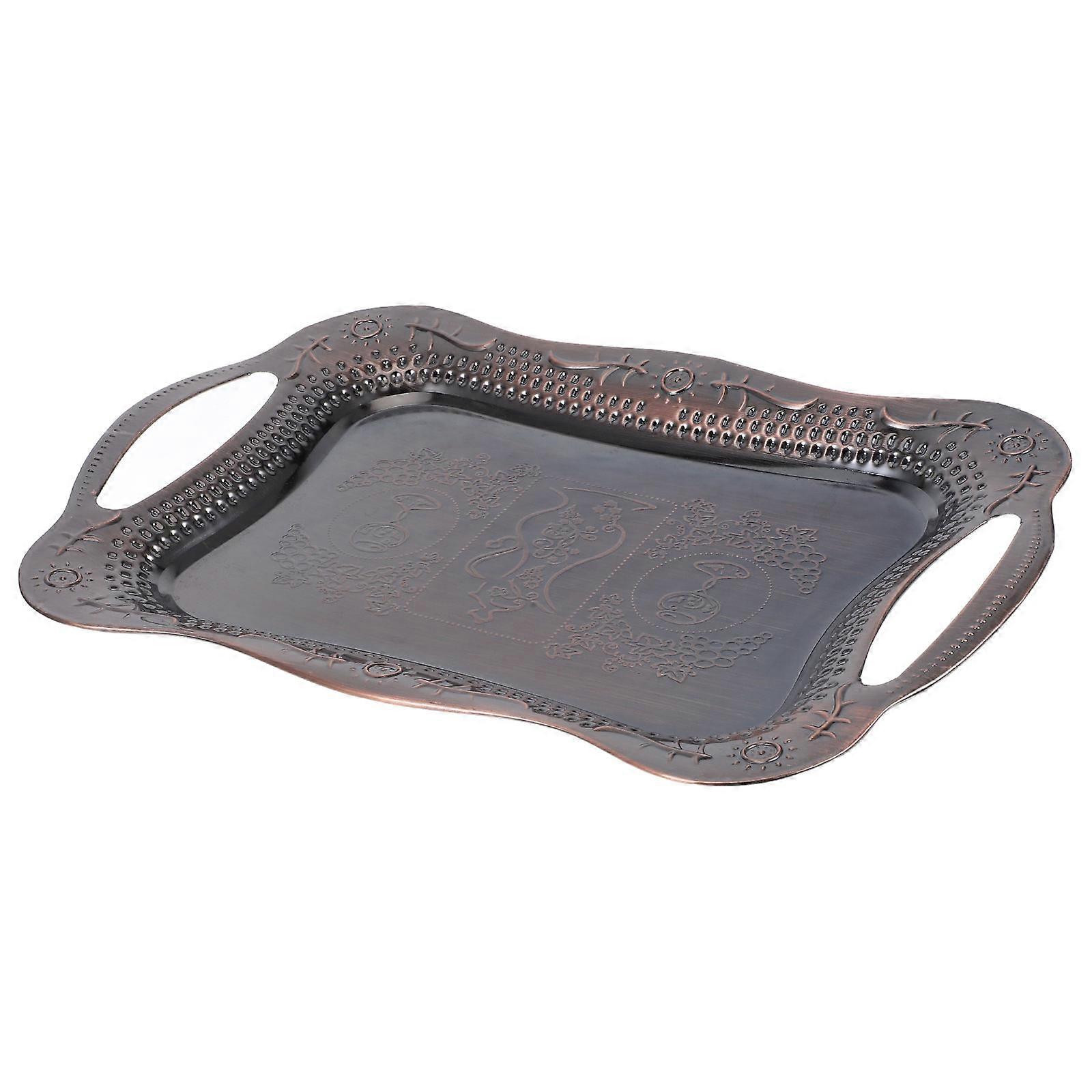 Metal Rectangular Serving Tray for Food with 3Pcs Stainless Steel Trays